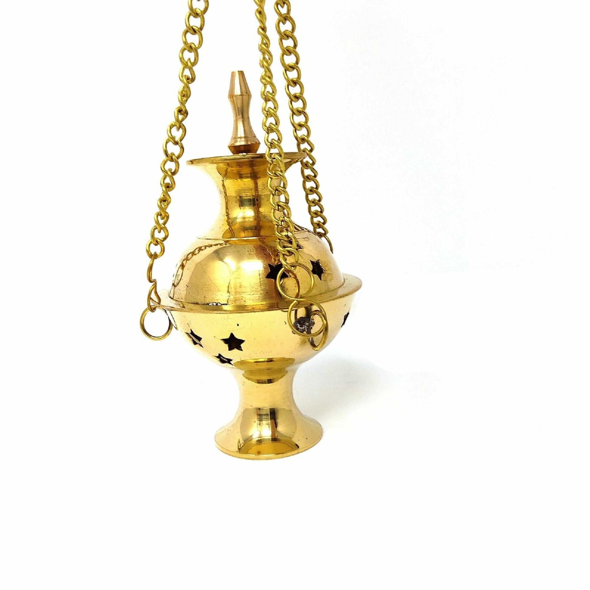 Hanging Brass Burner for cone incense and resins- 4
