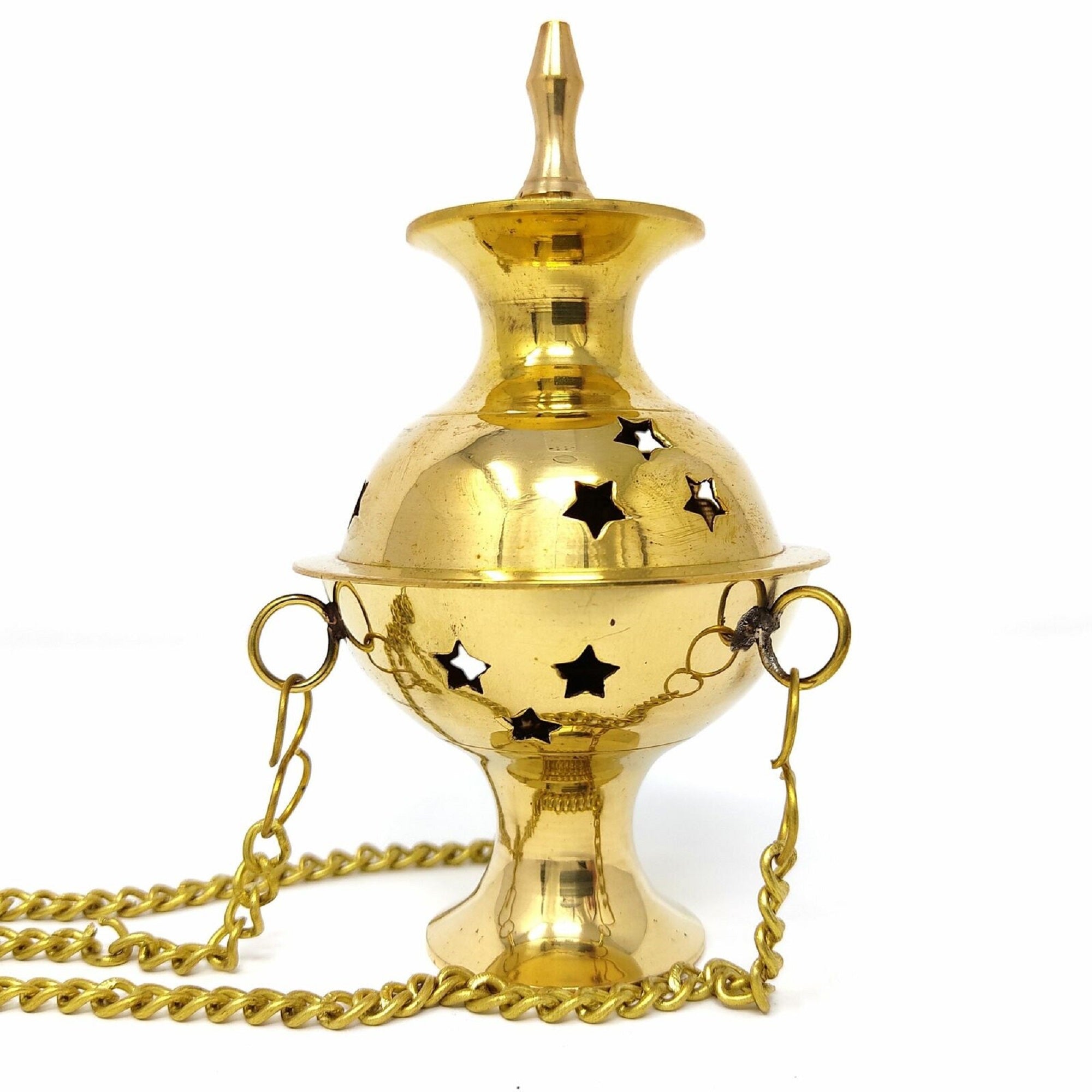 Hanging Brass Burner for cone incense and resins- 4