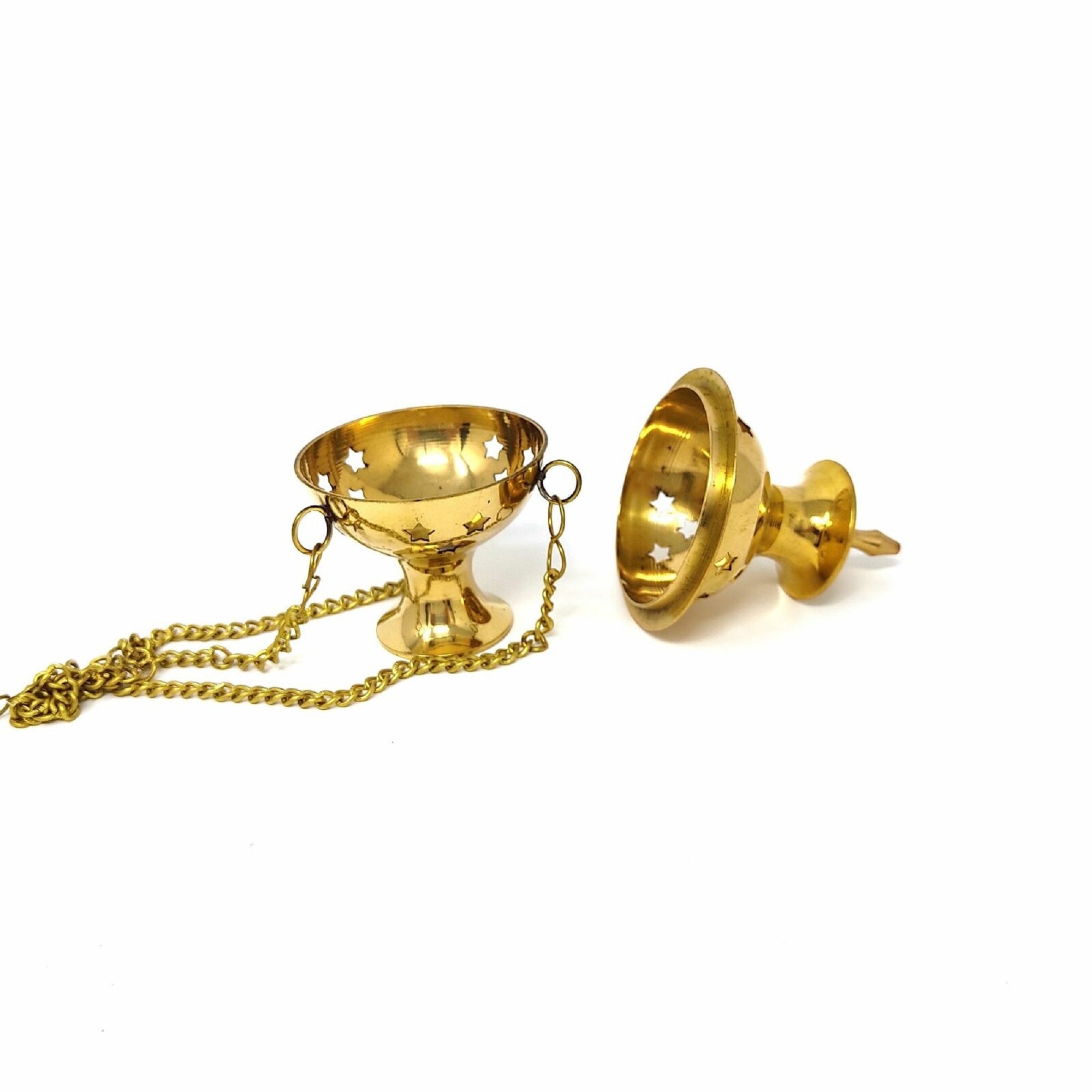 Hanging Brass Burner for cone incense and resins- 4