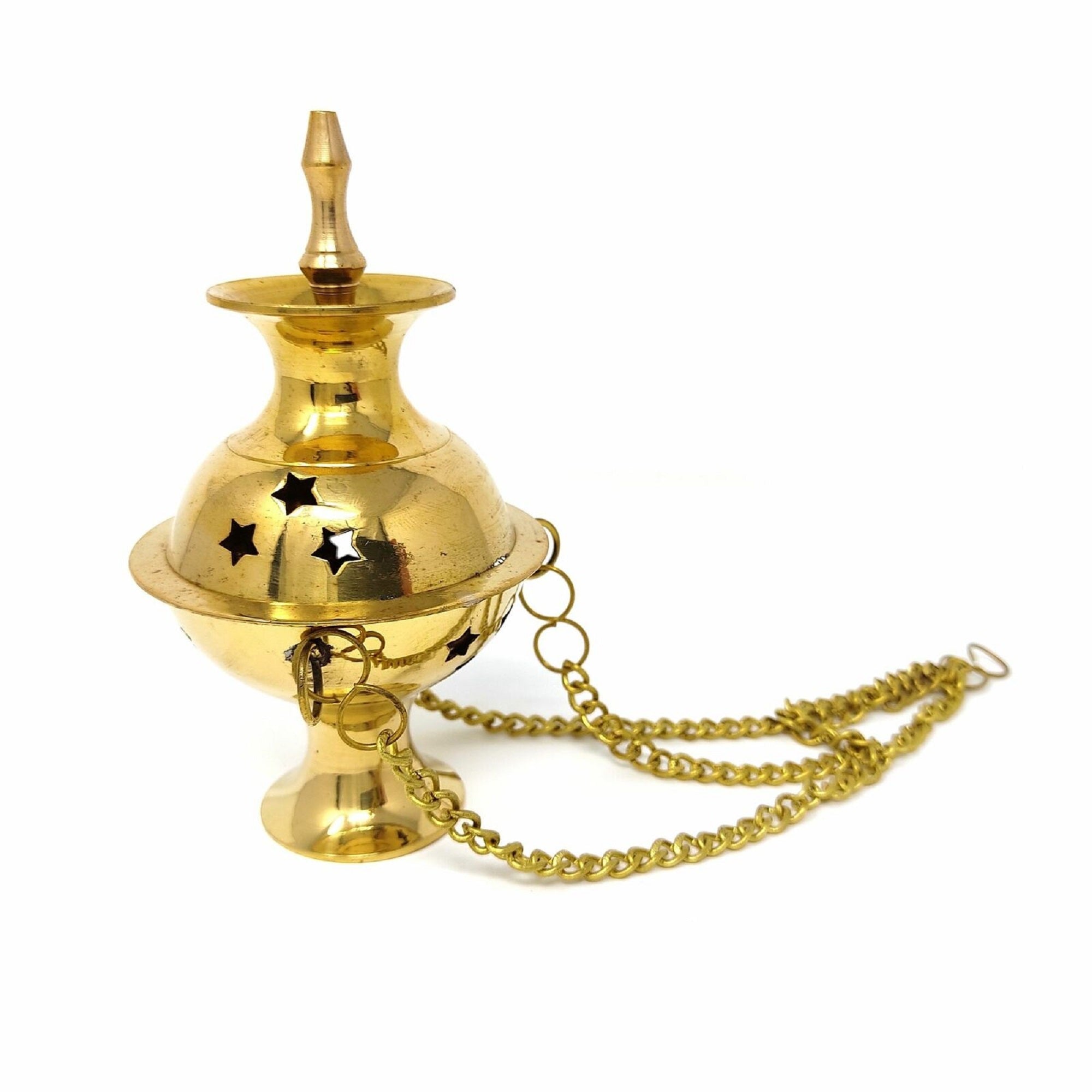 Hanging Brass Burner for cone incense and resins- 4