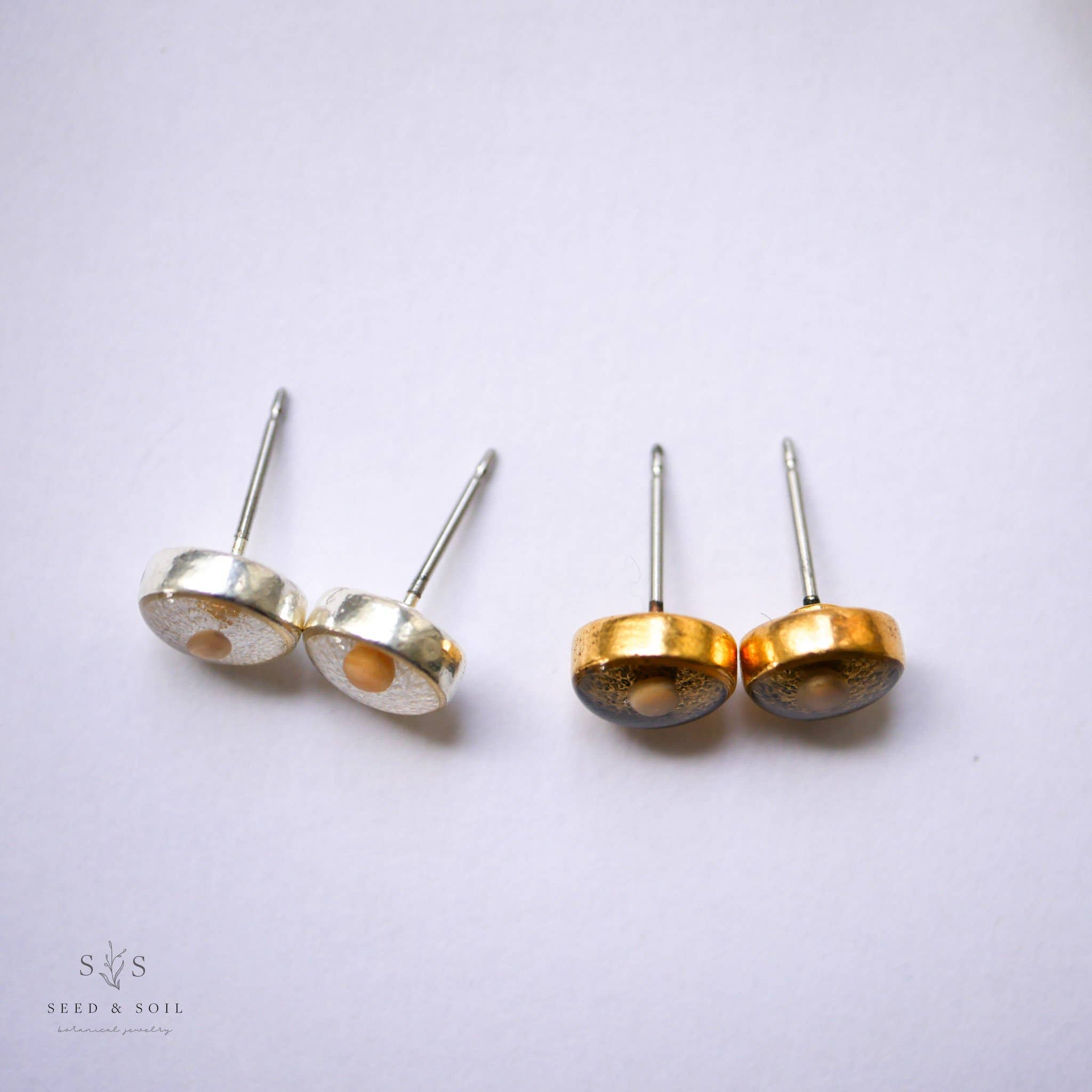 Gold Mustard Seed Stud Earrings