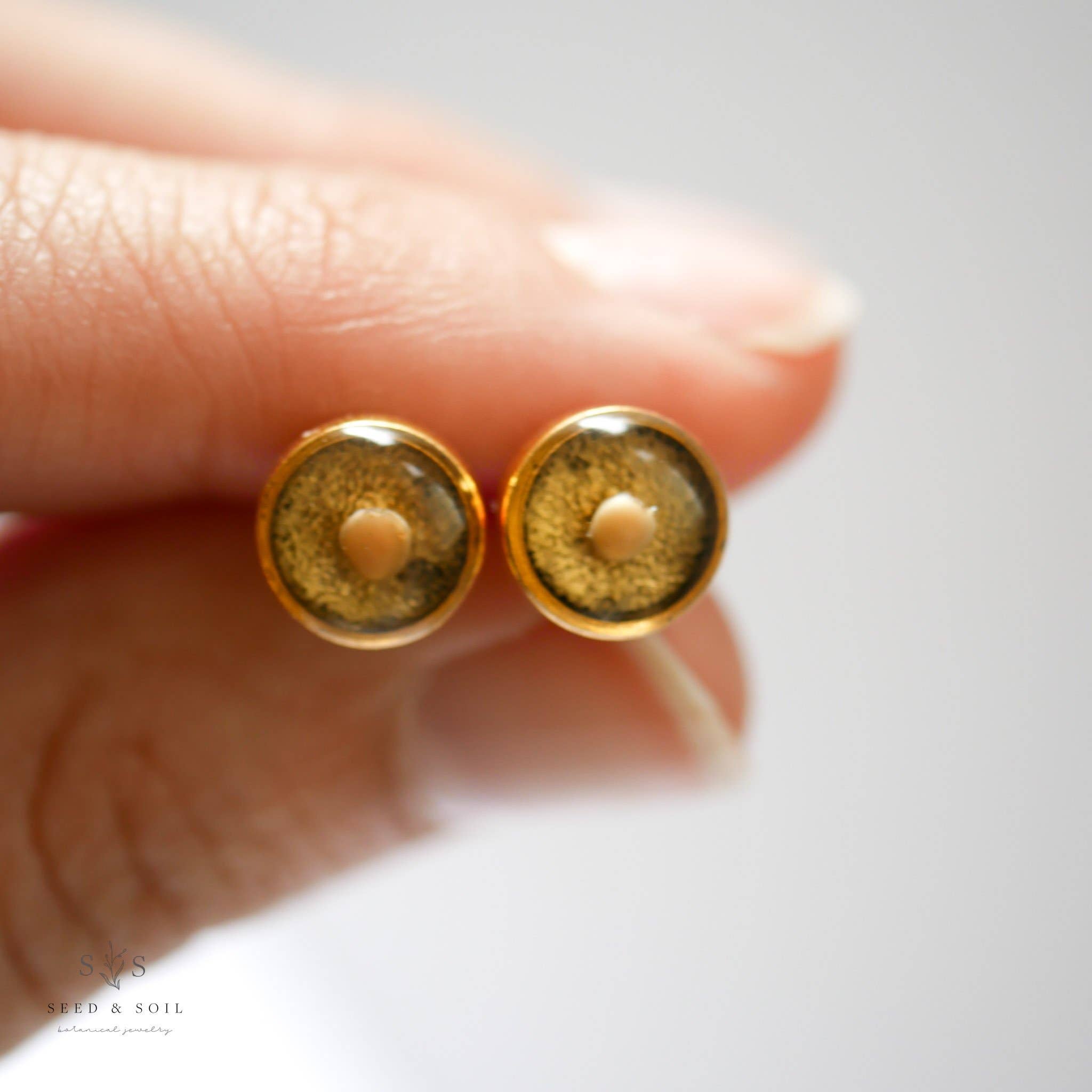 Gold Mustard Seed Stud Earrings