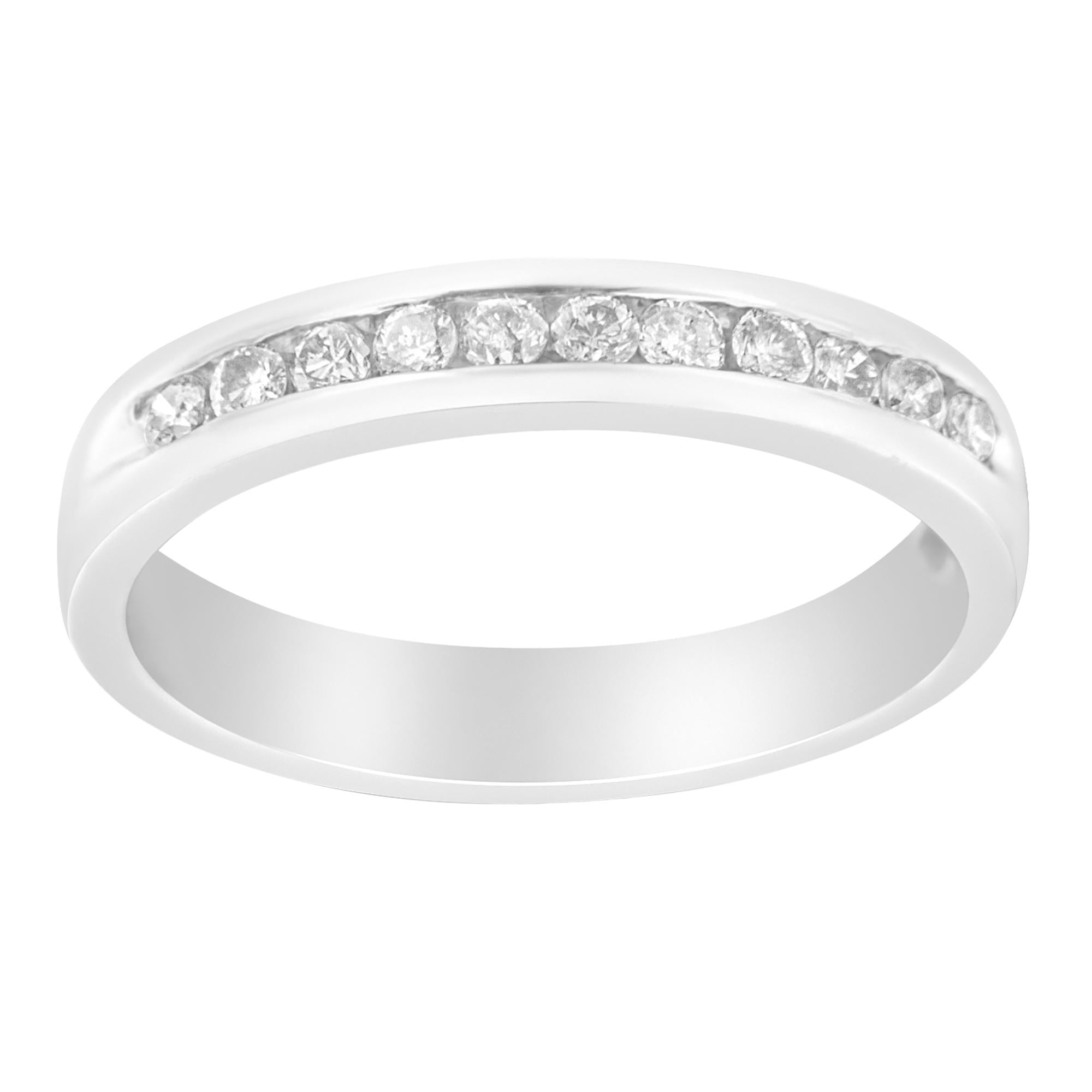 18K White Gold 1/4 Cttw Channel Set Brilliant Round-Cut Diamond