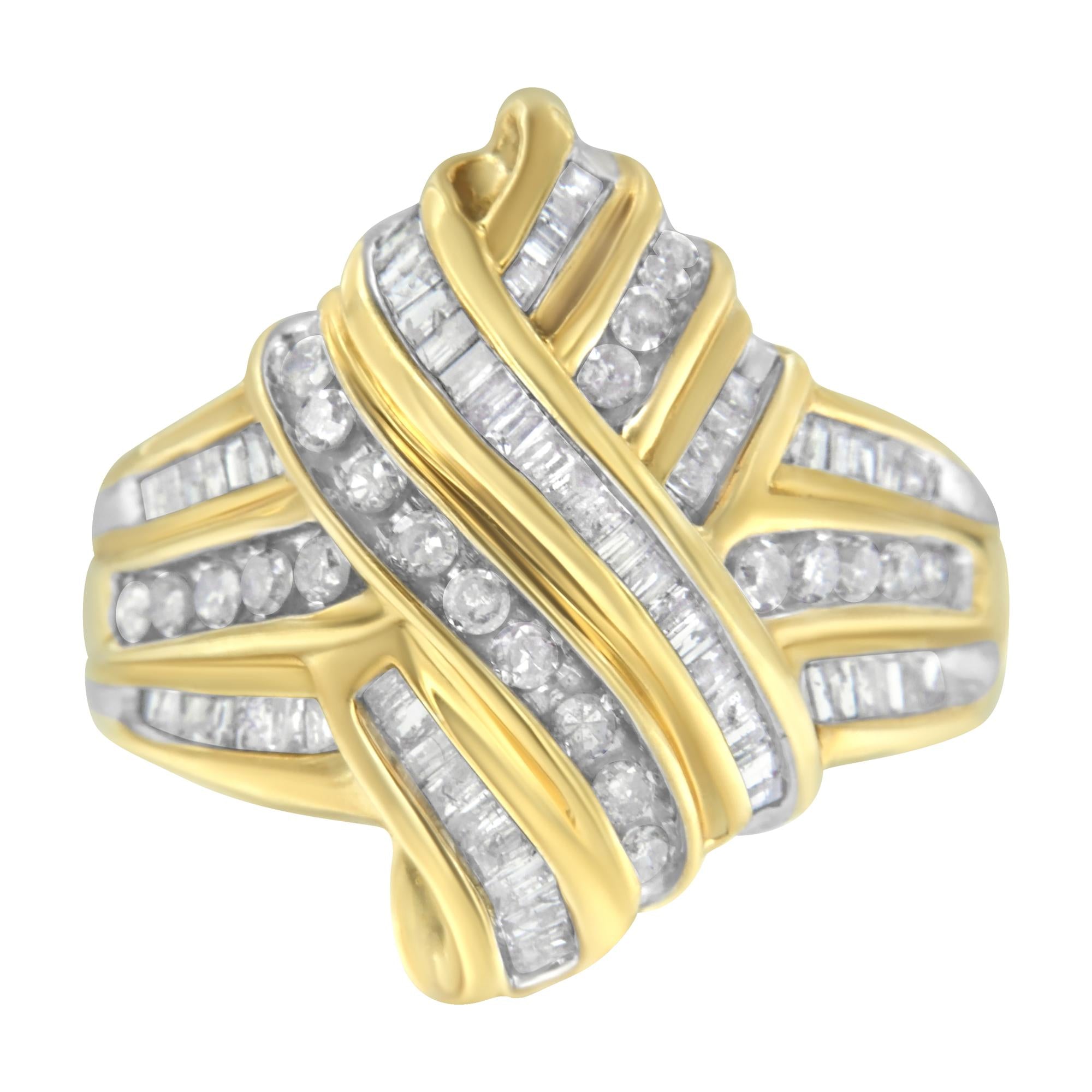 10K Yellow Gold Diamond Bypass Ring (1.0 cttw, H-I Color, I2-I3