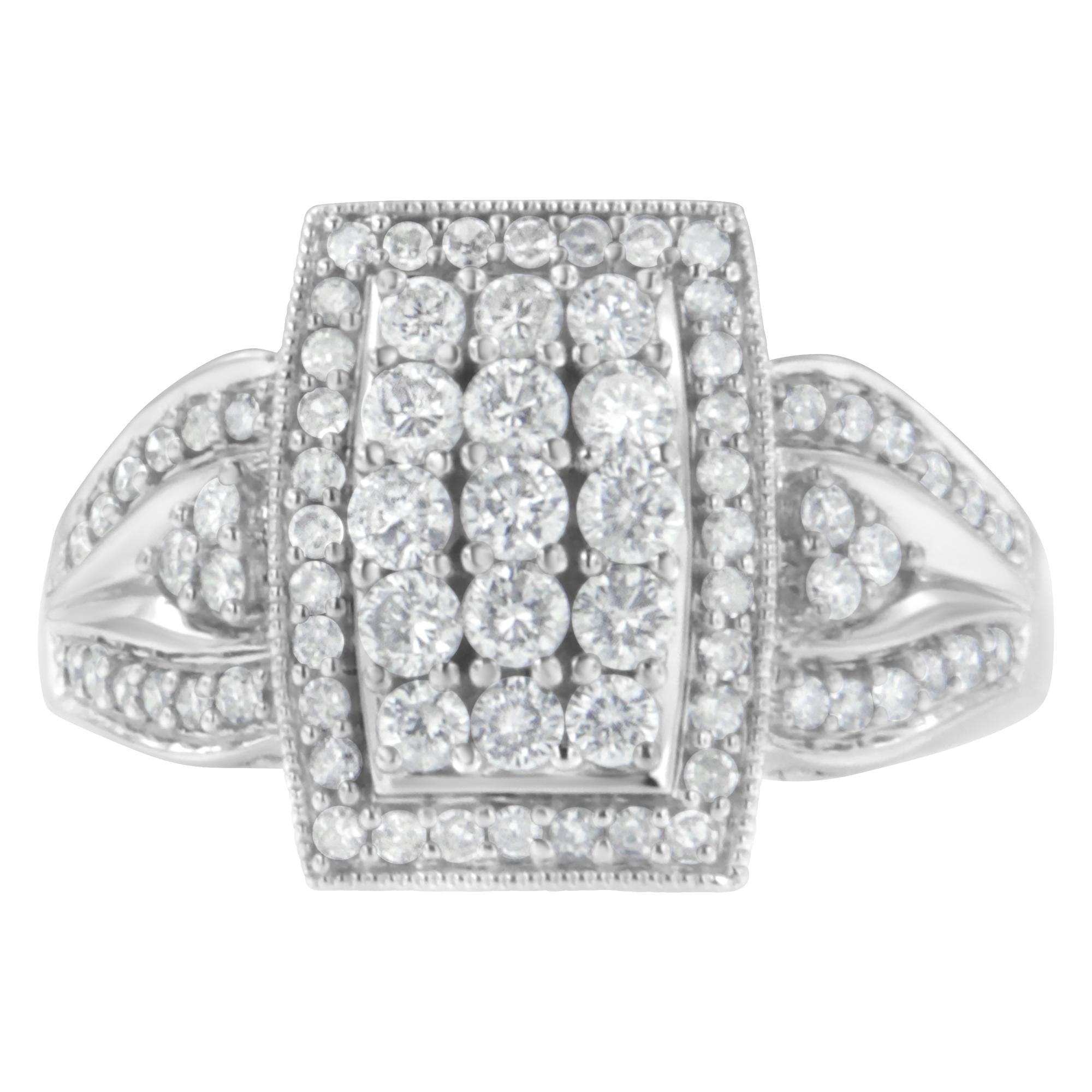 10K White Gold 1.0 Cttw Diamond Rectangular Cushion Shaped Cluster