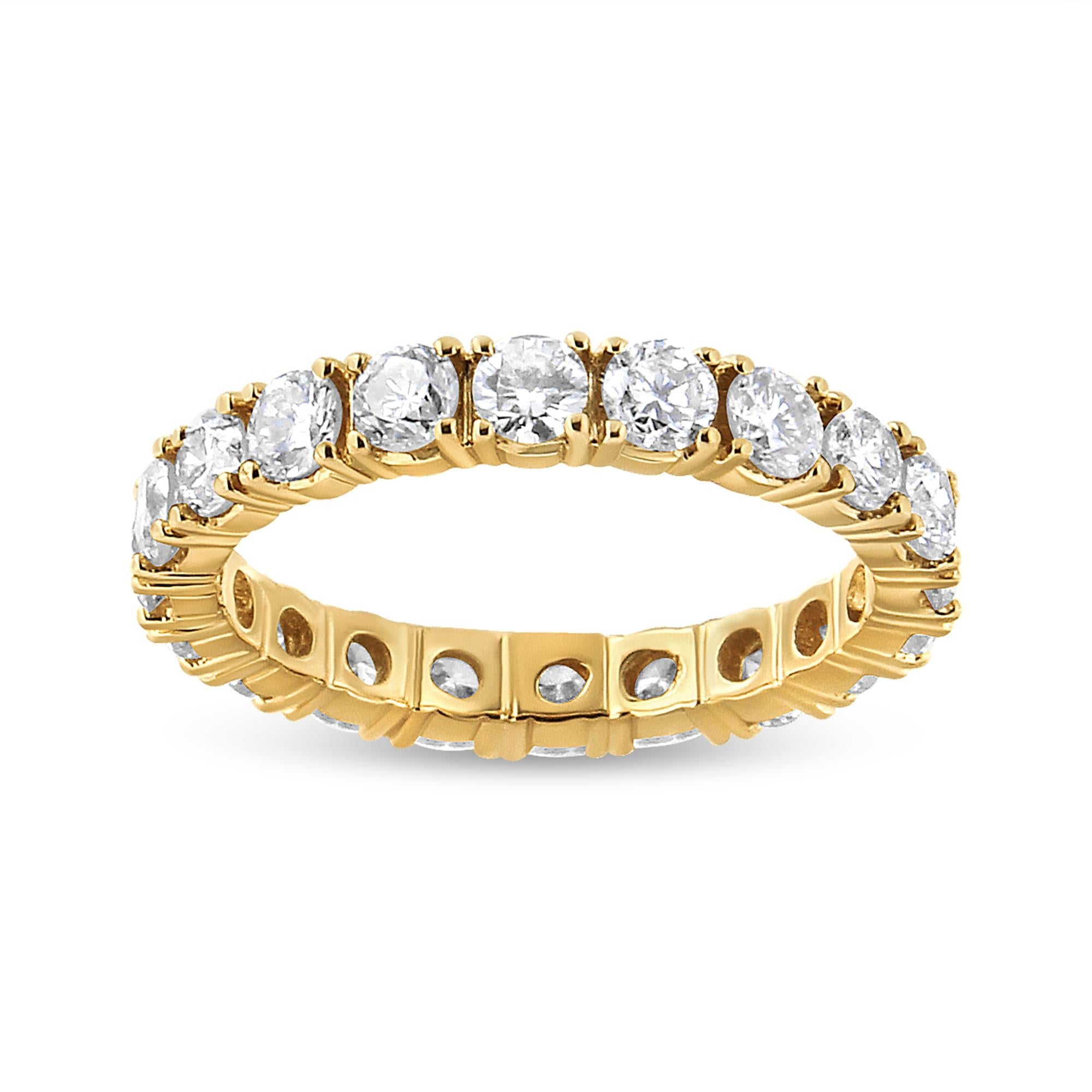 14K Yellow Gold 2.00 Cttw Shared Prong Set Round Cut Diamond Eternity