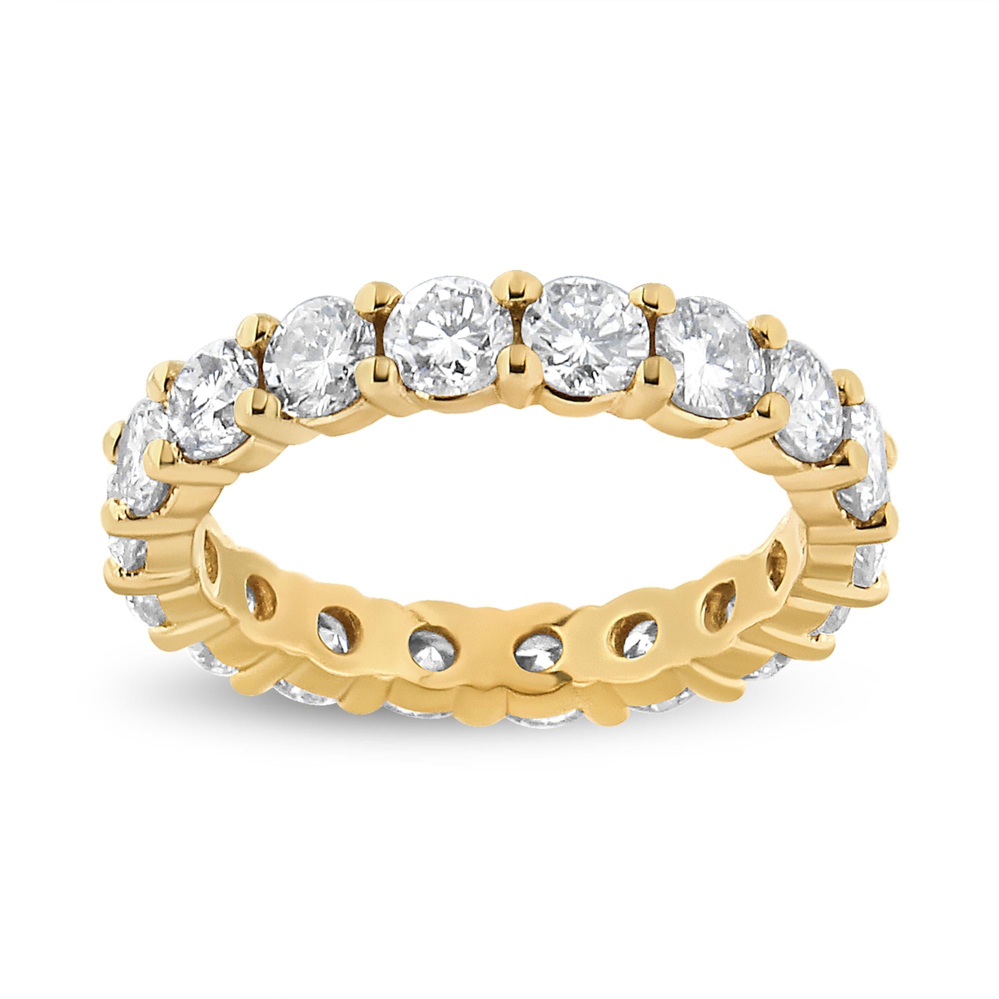 14K Yellow Gold 3.00 Cttw Shared Prong Set Round Cut Diamond Eternity