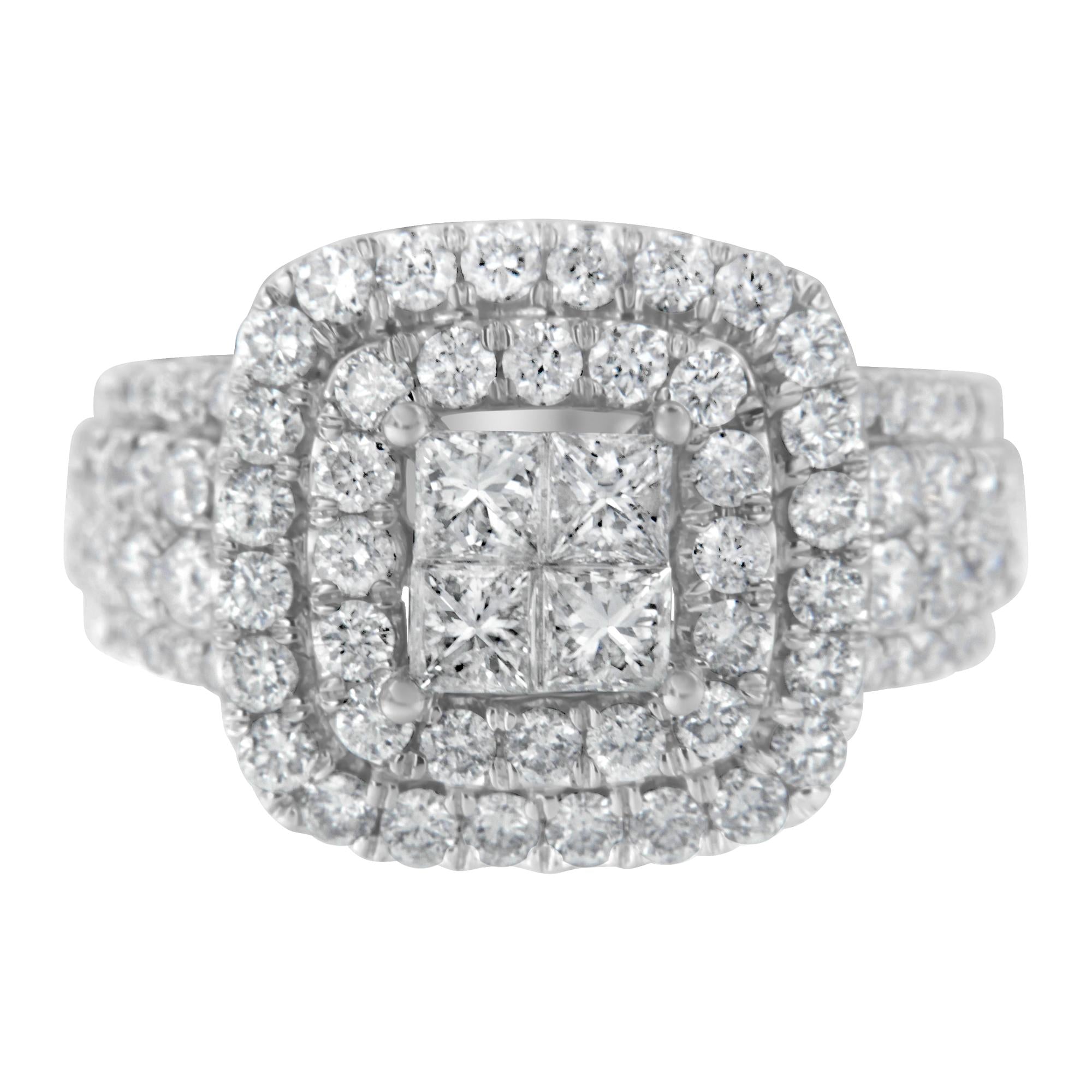 14KT White Gold Round and Princess Diamond Ring (2 1/4 cttw, H-I