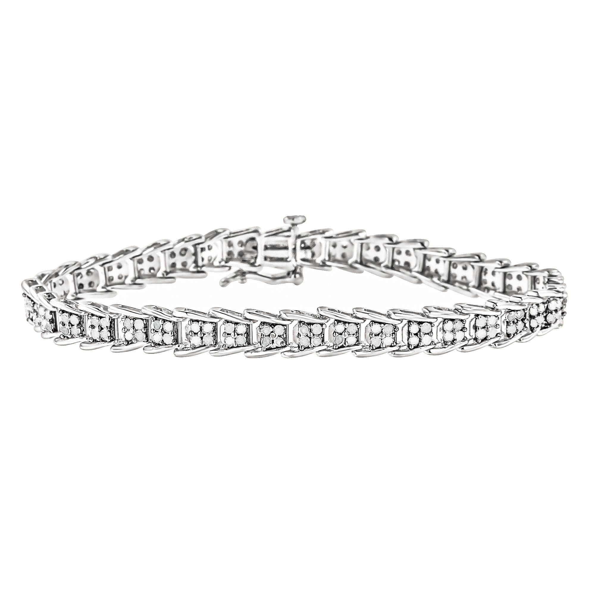 10k White Gold 2 cttw Diamond Fan-Shaped Link Tennis Bracelet (I-J