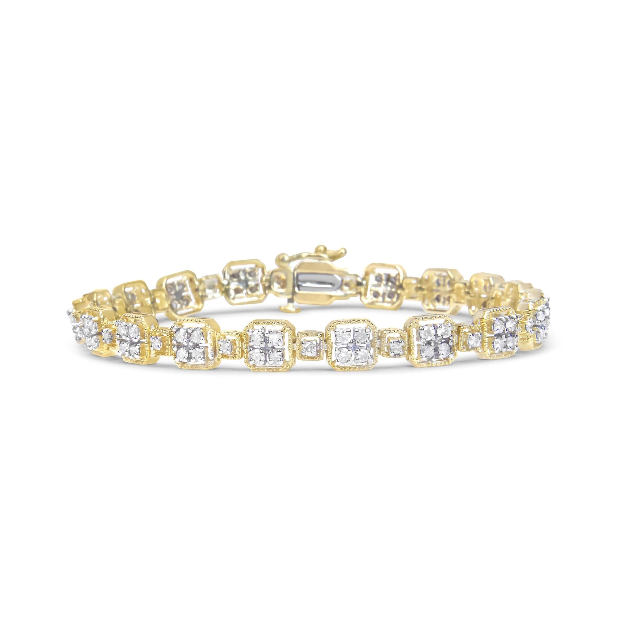 10K Yellow Gold 2.0 Cttw Diamond Square Link Bracelet (J-K Color,