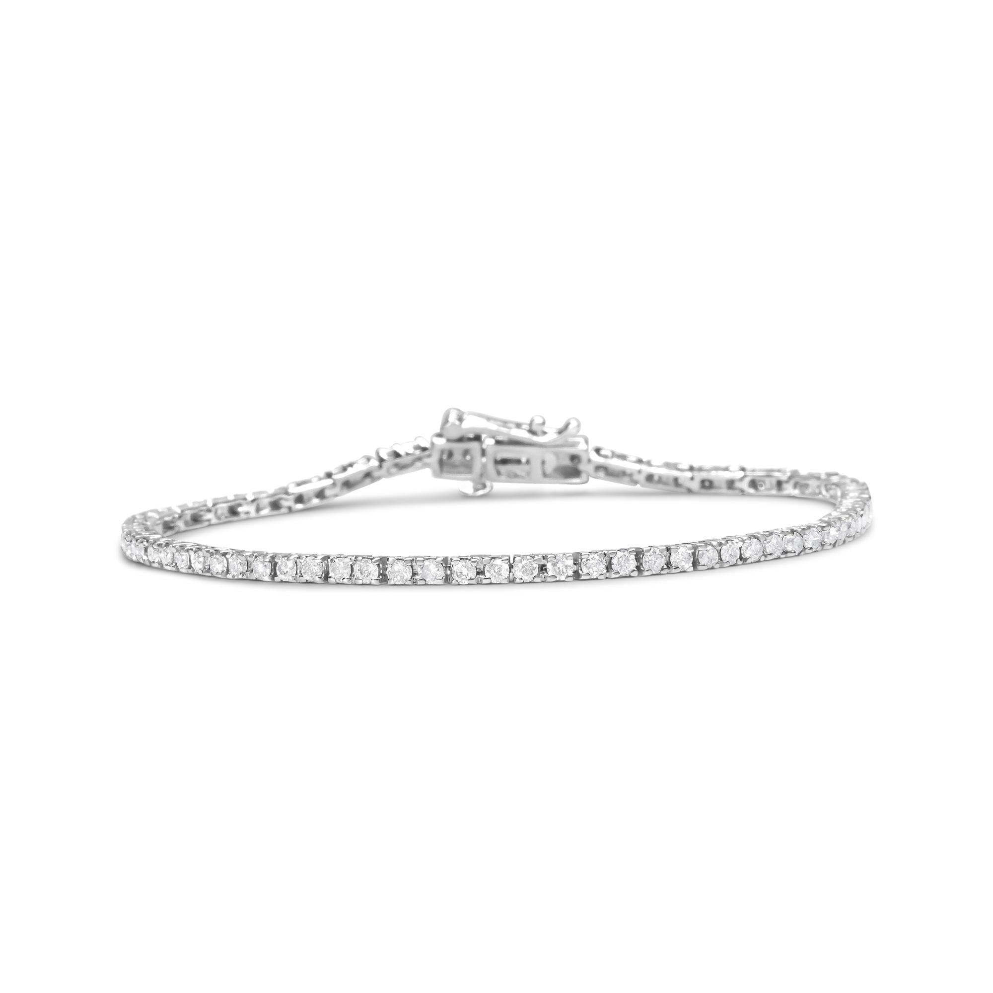 10K White Gold 2.0 Cttw Prong Set Round-Cut 7.25" Classic Diamond