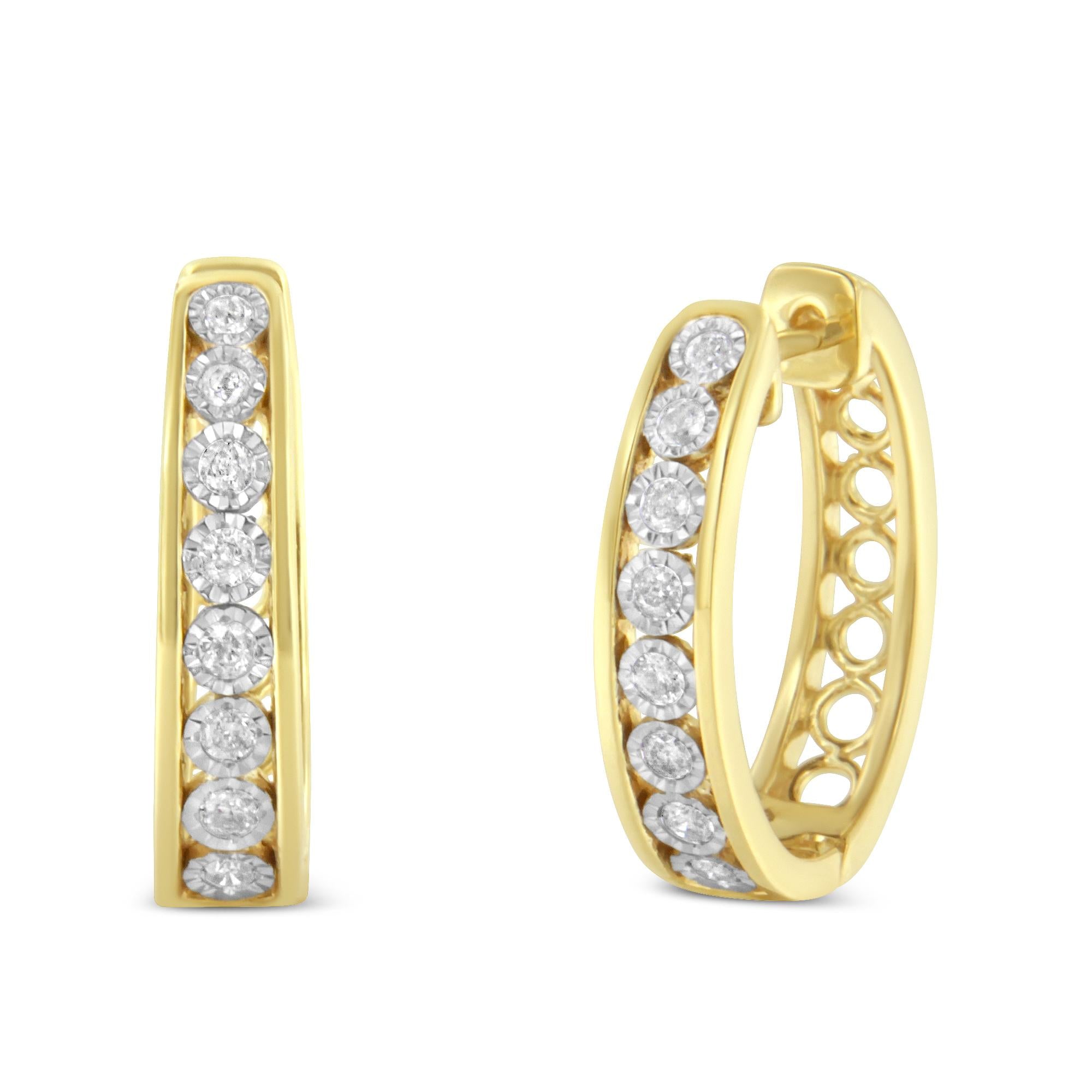 10KT Yellow and White Gold Diamond Hoop Earring (1/2 cttw, J-K Color,