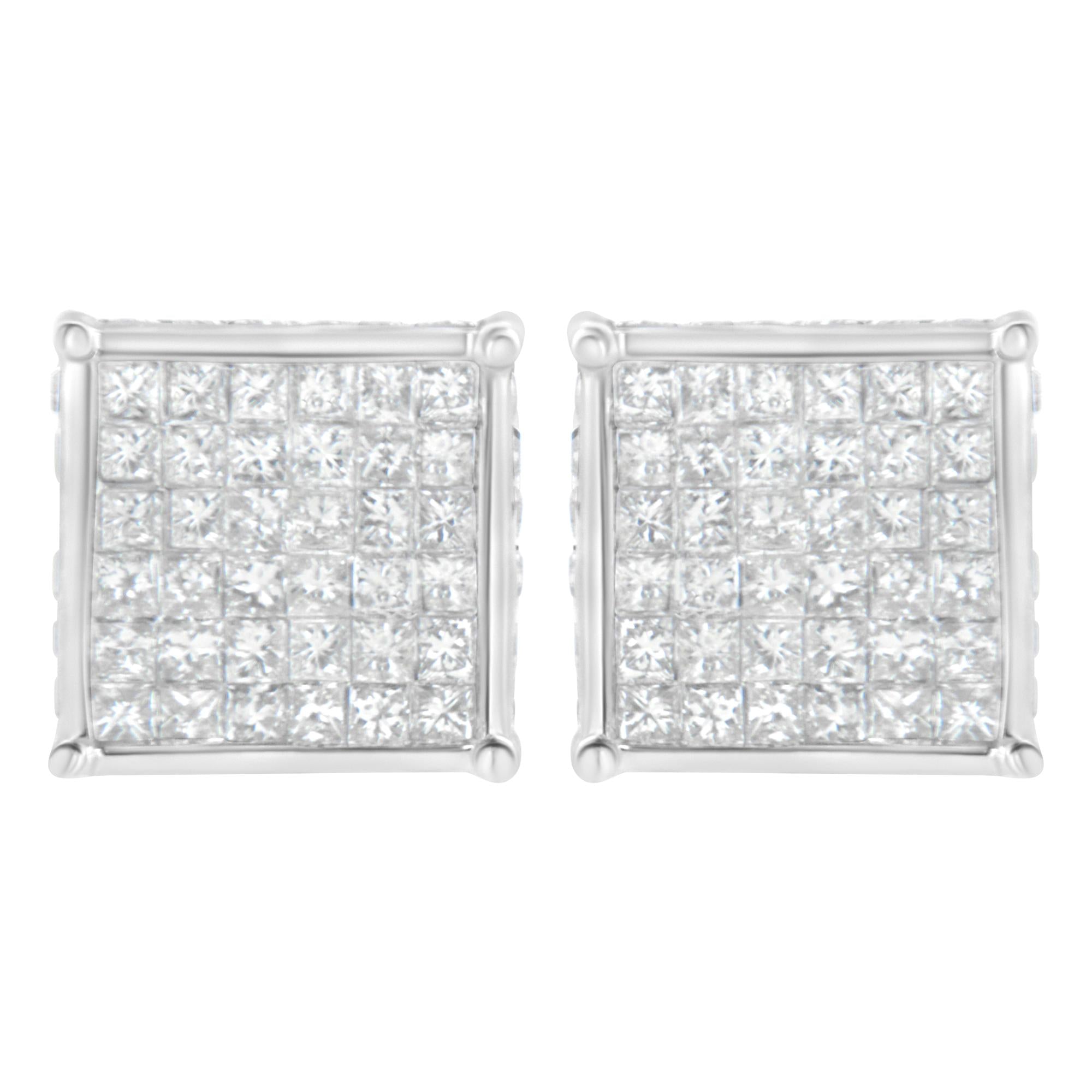 10K White Gold 2ct TDW Princess-Cut Composite Diamond Stud Earring