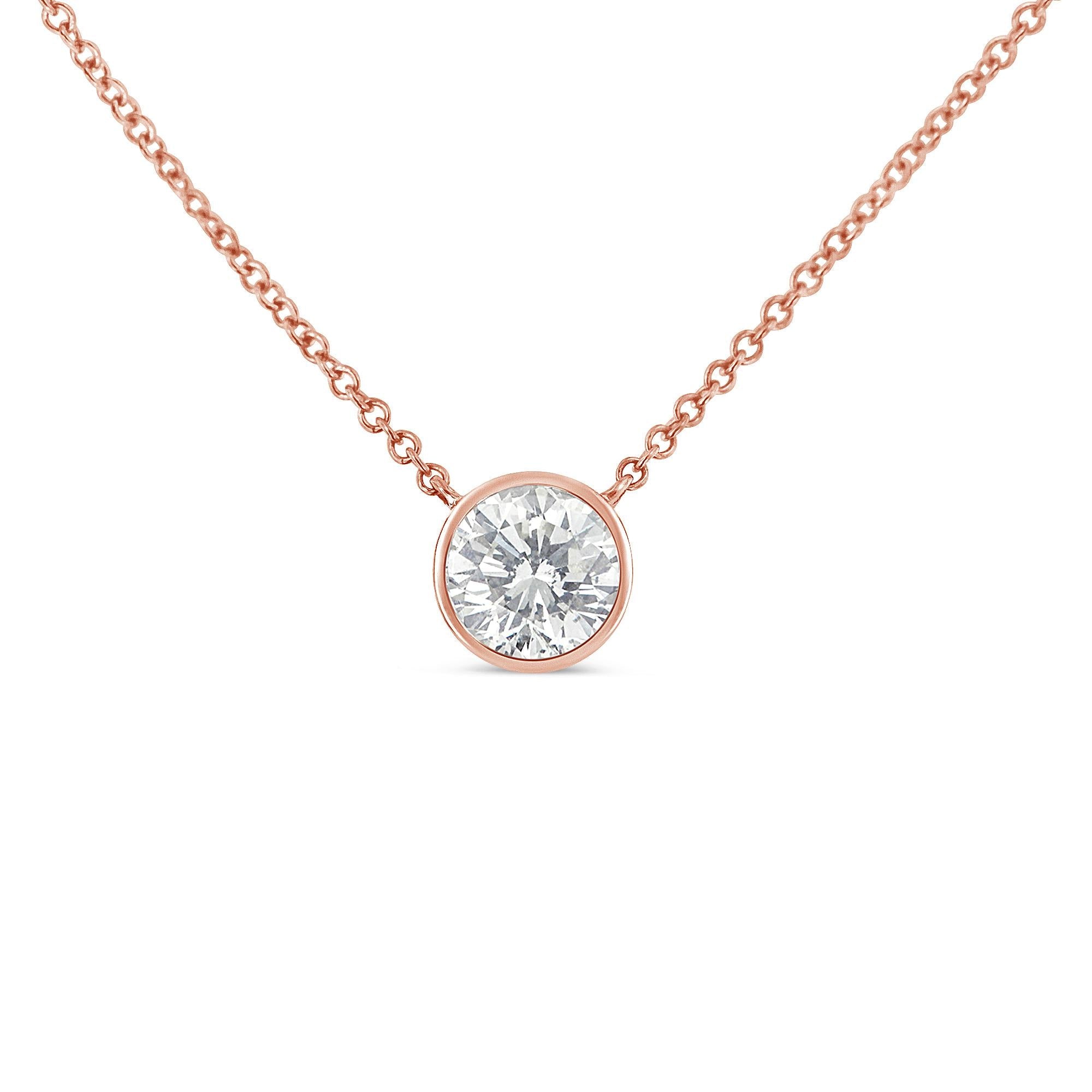 10K Rose Gold 1/2 Carat Round Brilliant-Cut Diamond Modern Bezel-Set