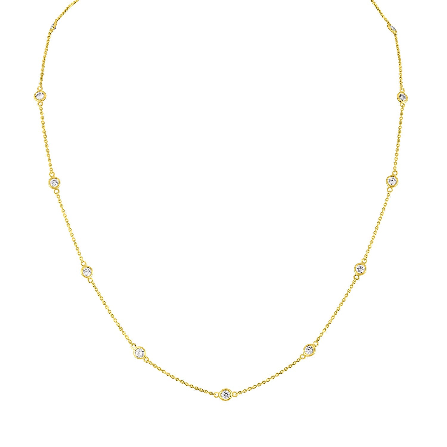 14K Gold Diamond Station Necklace (1 1/10 cttw, H-I Color, VS2-SI1