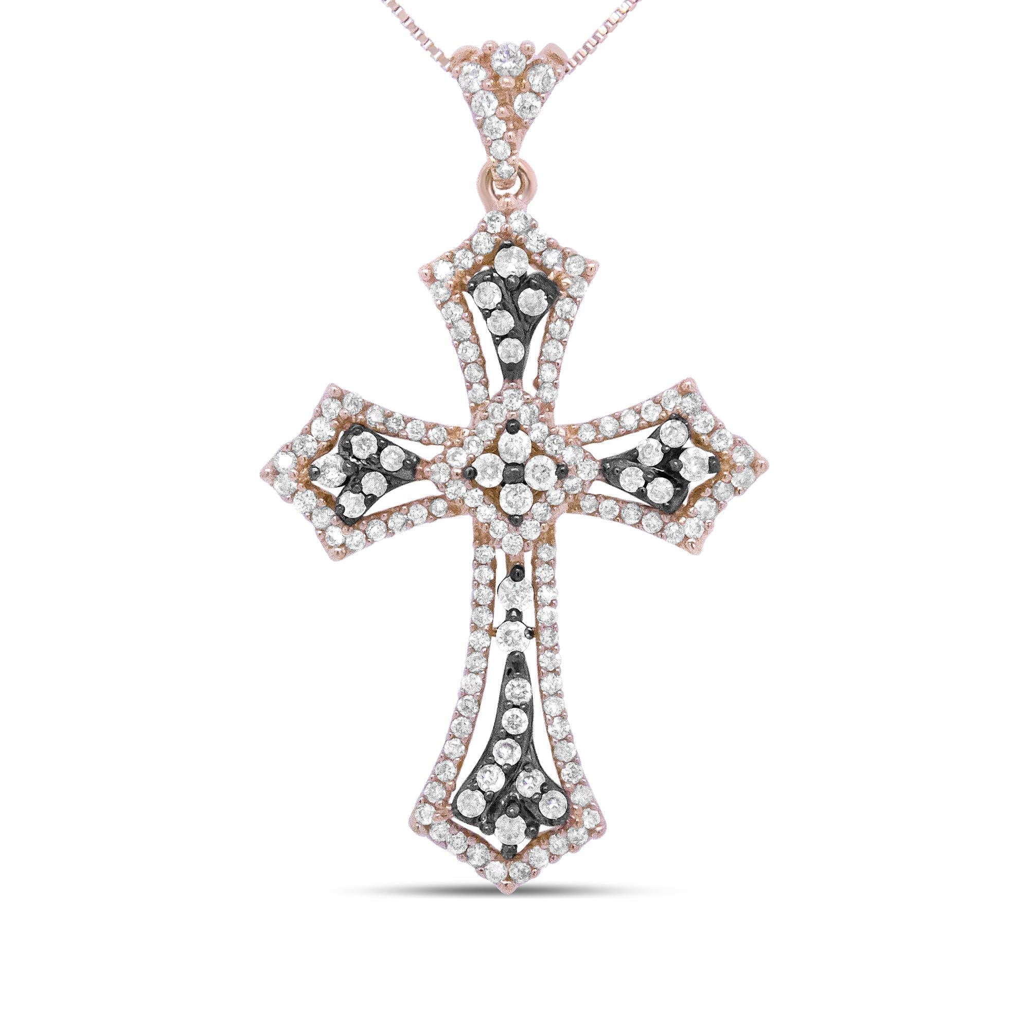 14K Rose Gold and Black Rhodium 1.0 Cttw Diamond Ornate Vintage St.