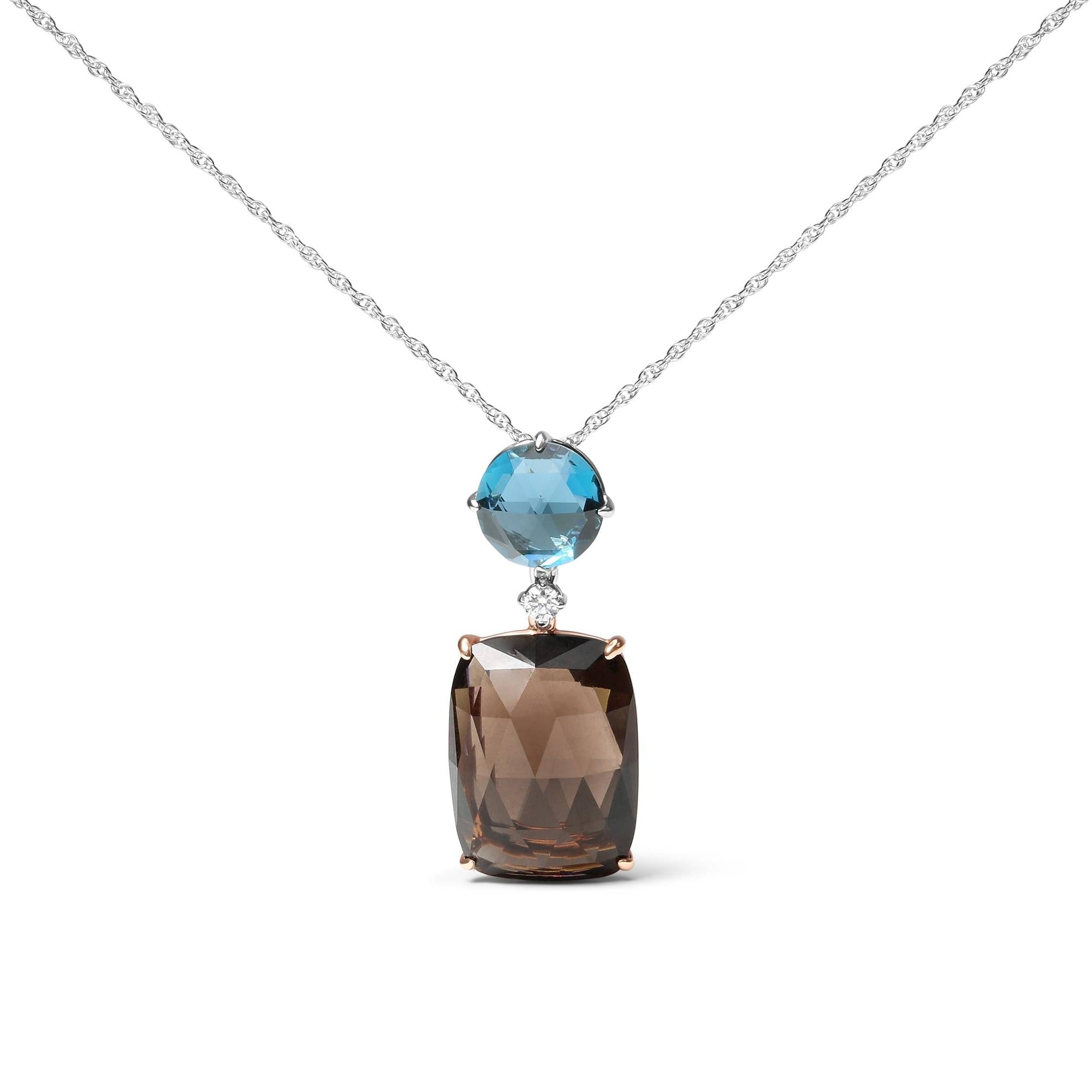 18K Rose and White Gold Diamond Accent and London Blue Topaz and