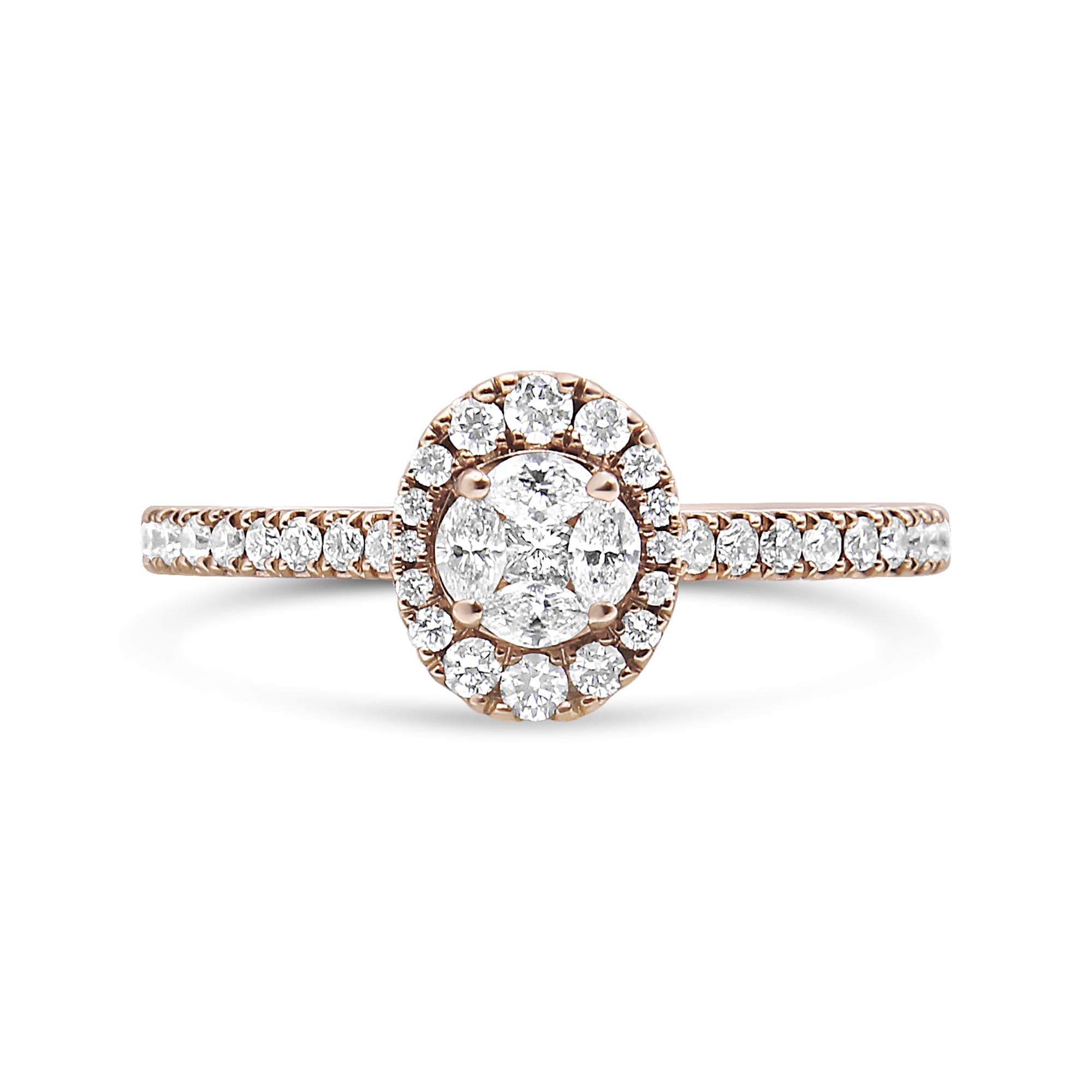 18K Rose Gold 1/2 Cttw Composite Marquise Composite Diamond Oval