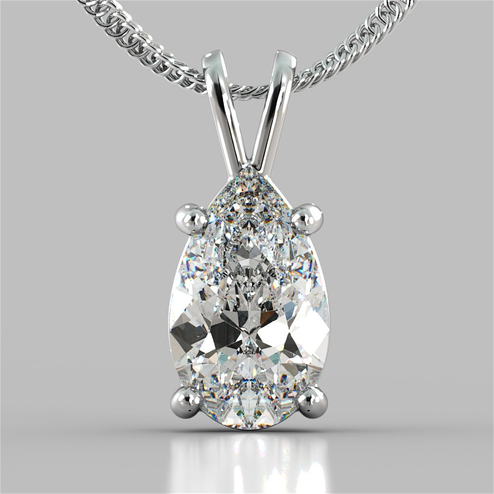 2.00 CTW AGI Certified Pear-Cut Lab-Grown Diamond (F/VS) Pendant in