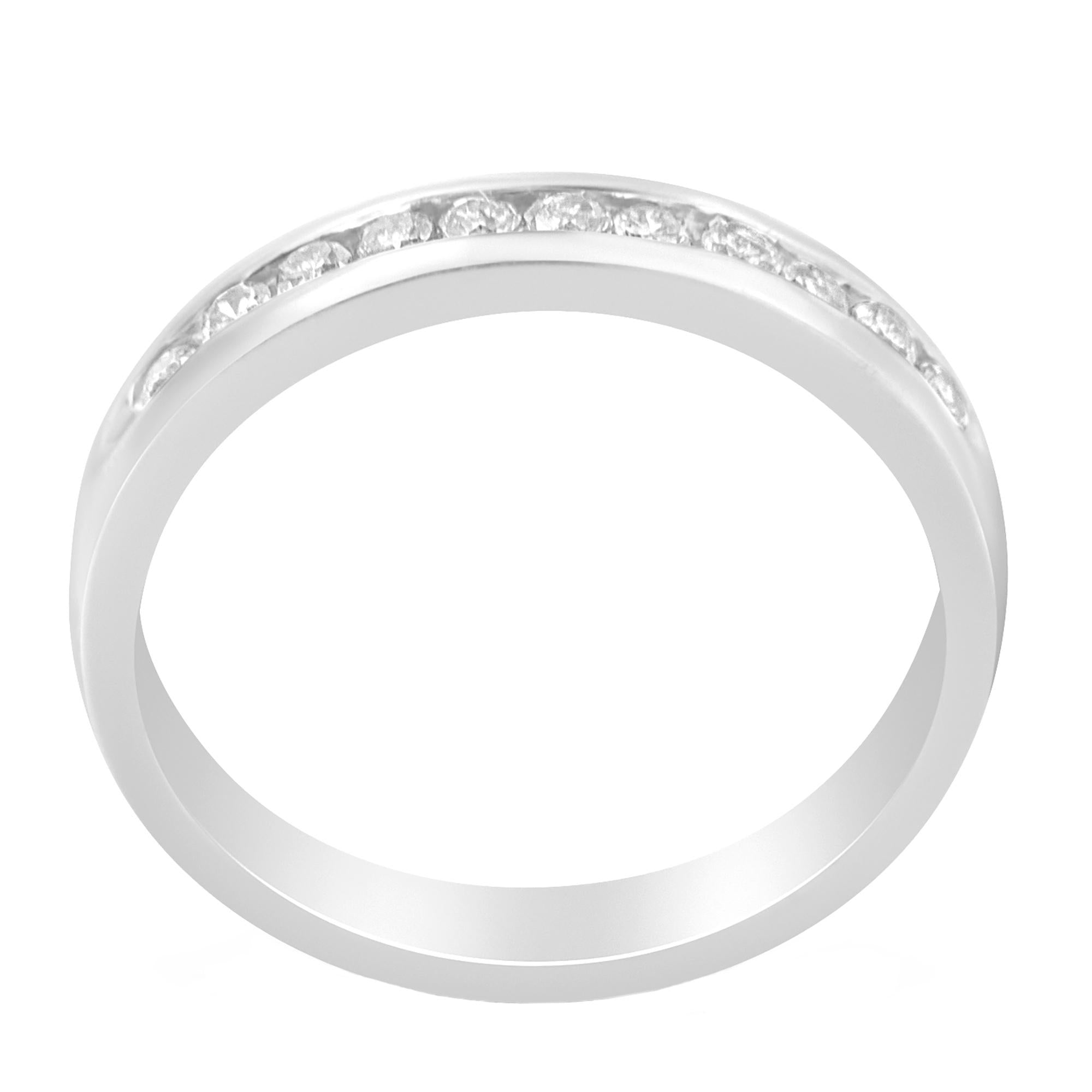18K White Gold 1/4 Cttw Channel Set Brilliant Round-Cut Diamond