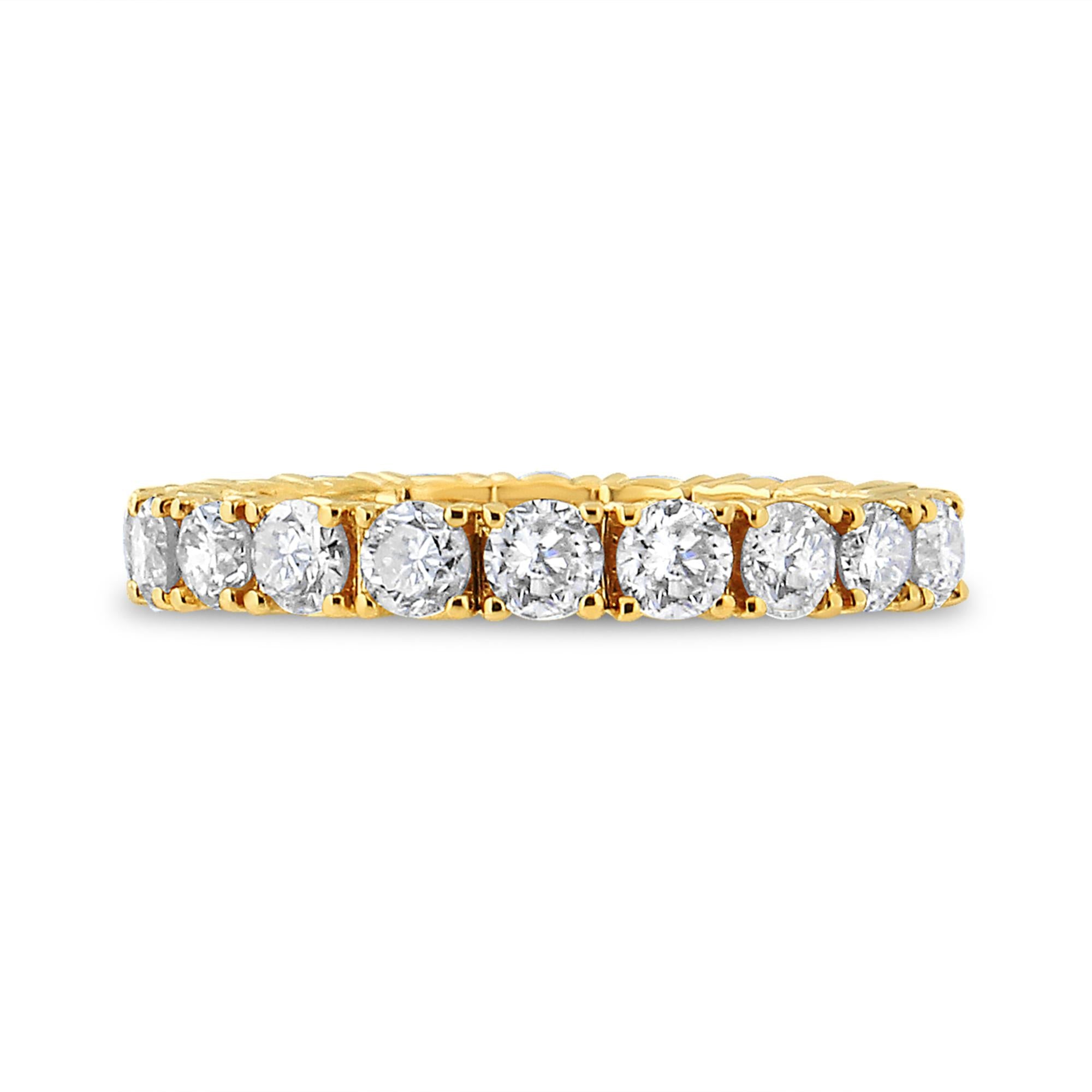 14K Yellow Gold 2.00 Cttw Shared Prong Set Round Cut Diamond Eternity