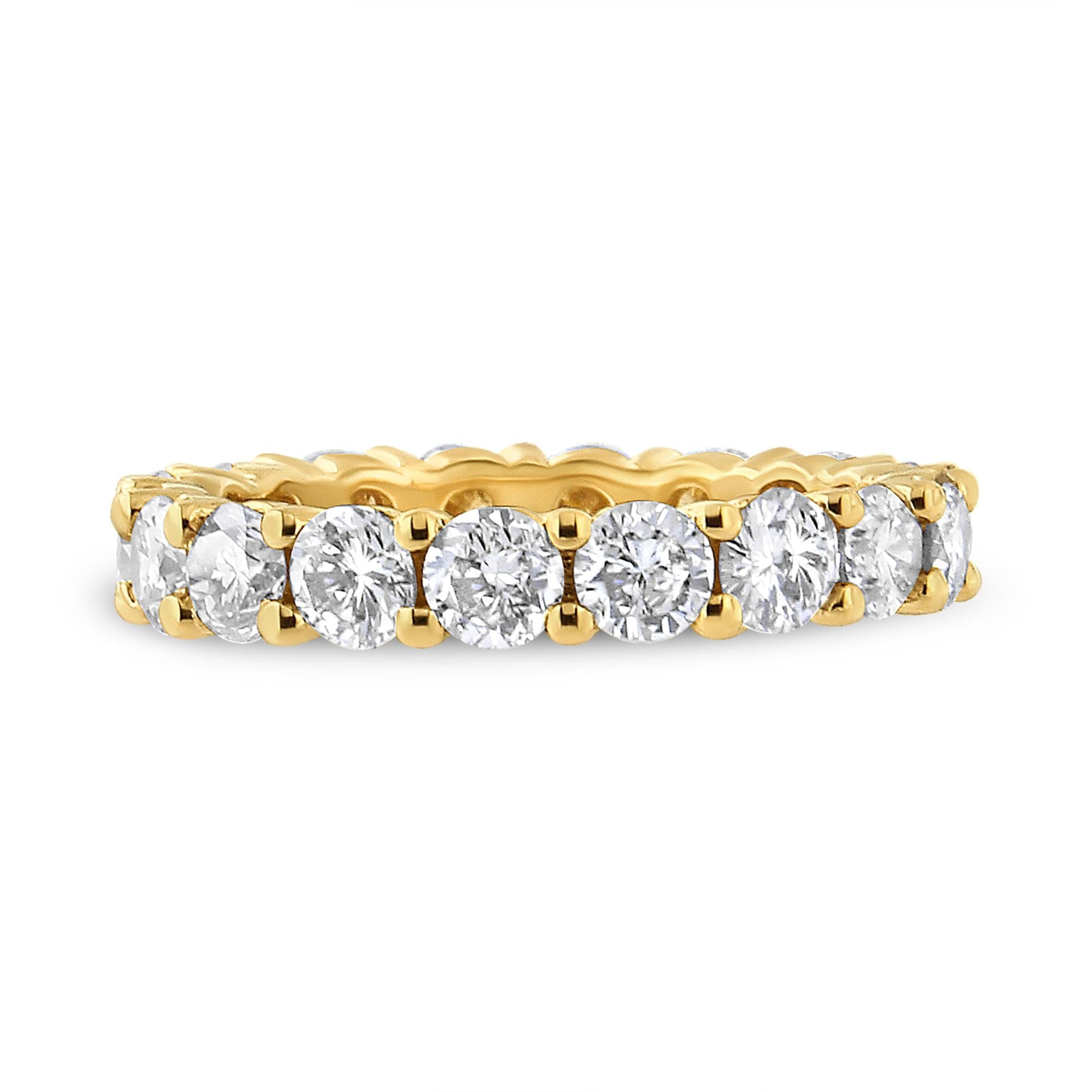 14K Yellow Gold 3.00 Cttw Shared Prong Set Round Cut Diamond Eternity
