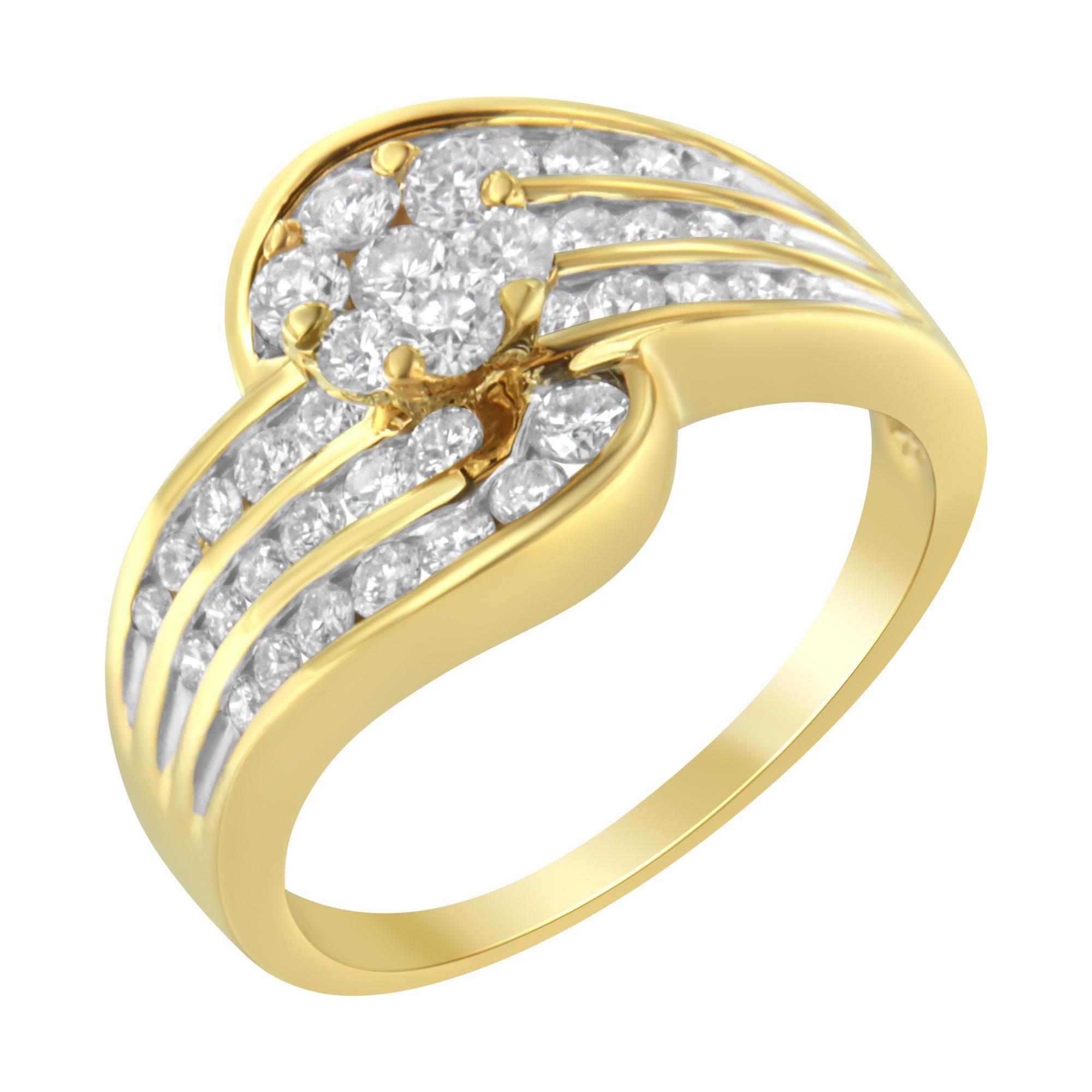 14K Yellow Gold Diamond Cocktail Bypass Ring (1 1/2 Cttw, H-I Color,