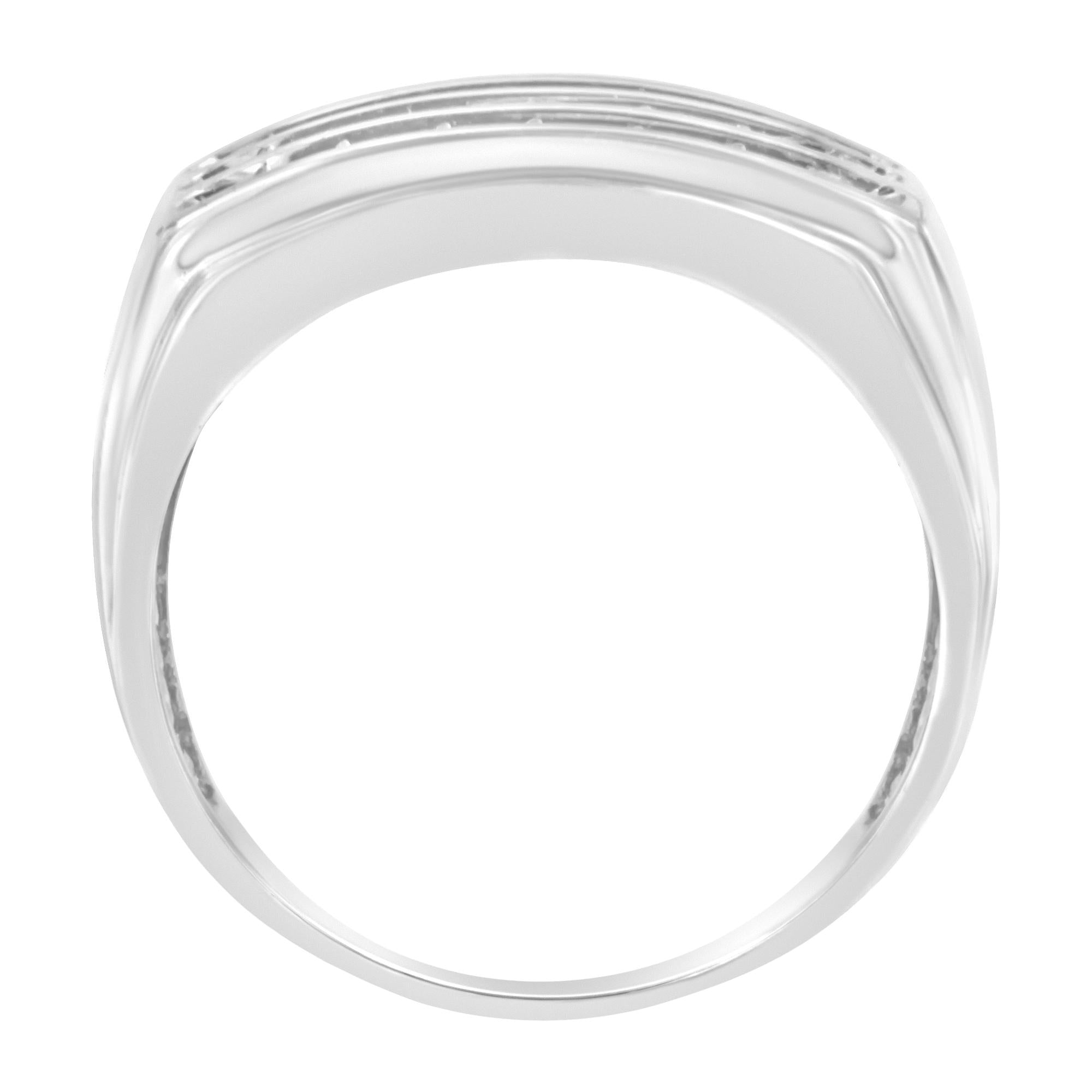14K White Gold Men's Diamond Channel Set Band Ring (1 cttw, H-I Color,