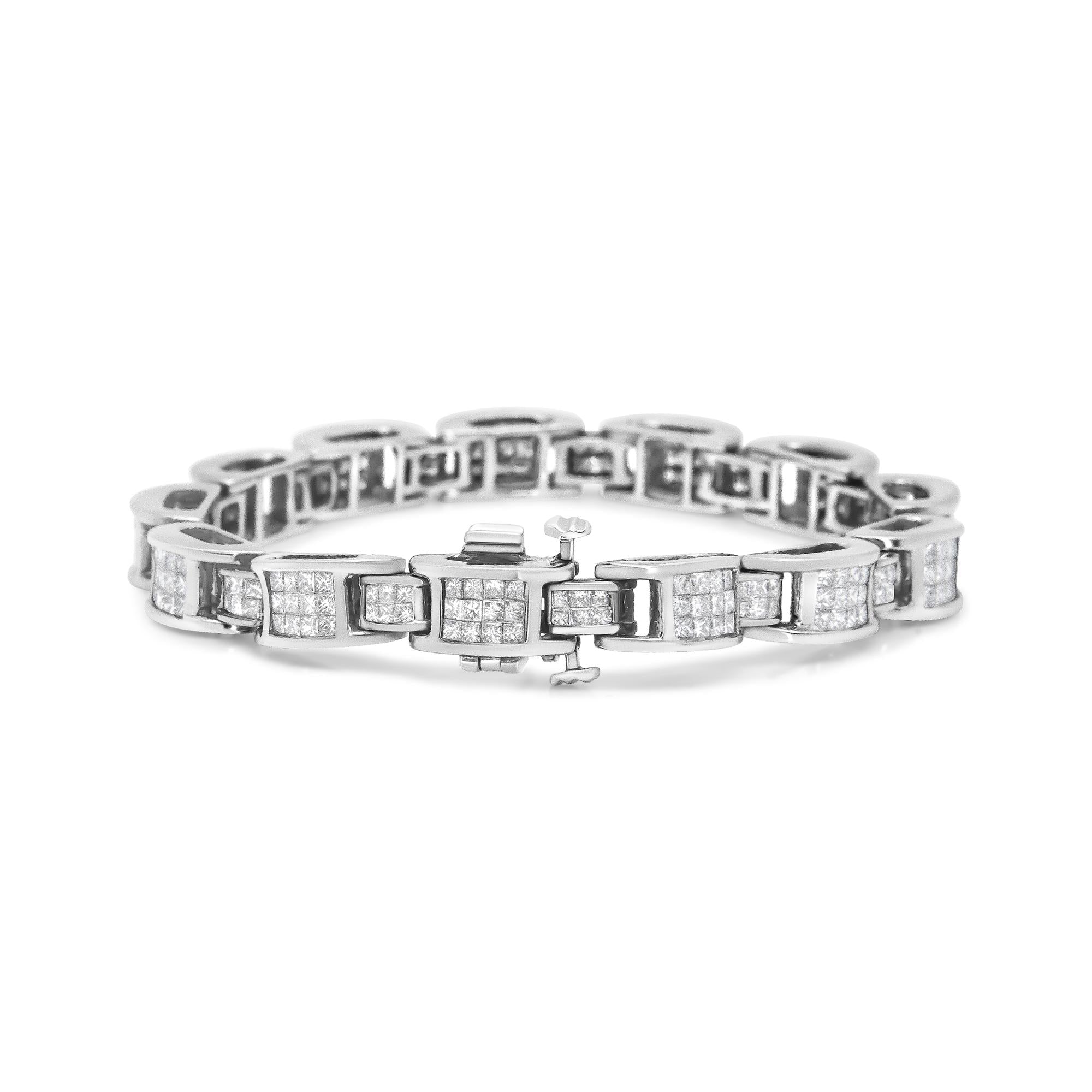 14K White Gold 5.0 Cttw Princess Cut Diamond Invisible Set Alternating