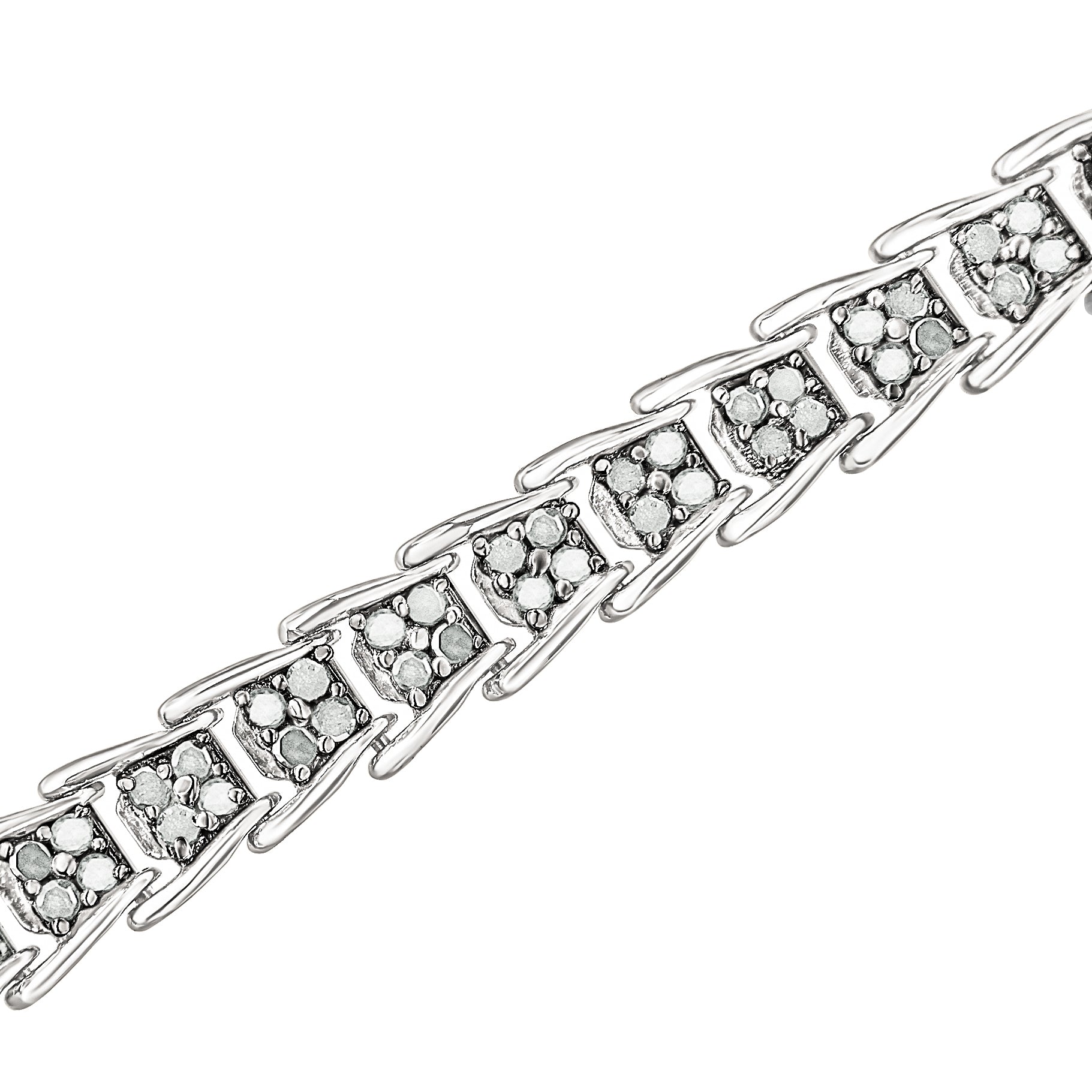 10k White Gold 2 cttw Diamond Fan-Shaped Link Tennis Bracelet (I-J