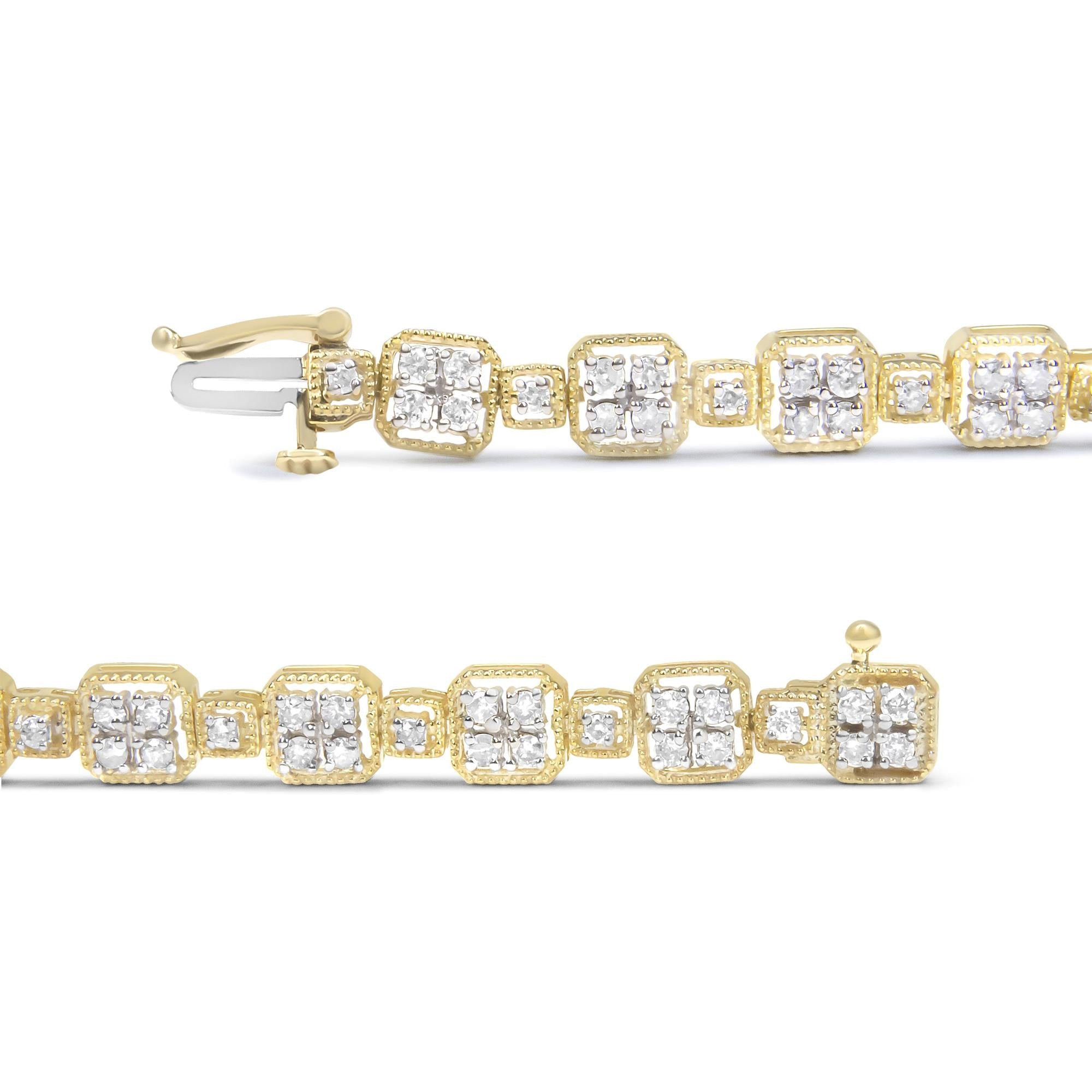 10K Yellow Gold 2.0 Cttw Diamond Square Link Bracelet (J-K Color,