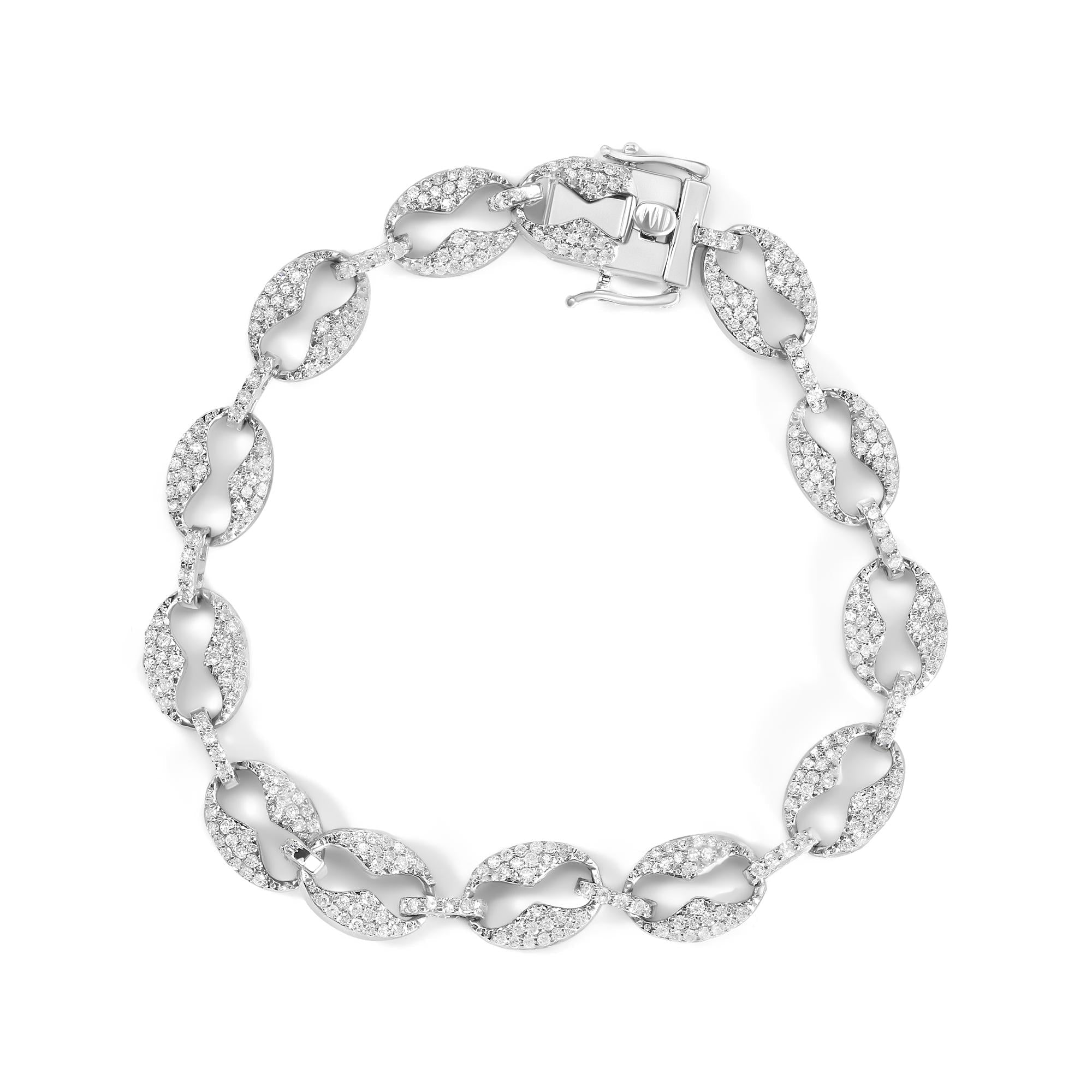 14K White Gold 1 1/2 Cttw Round Diamond Set Link Bracelet (I-J Color,