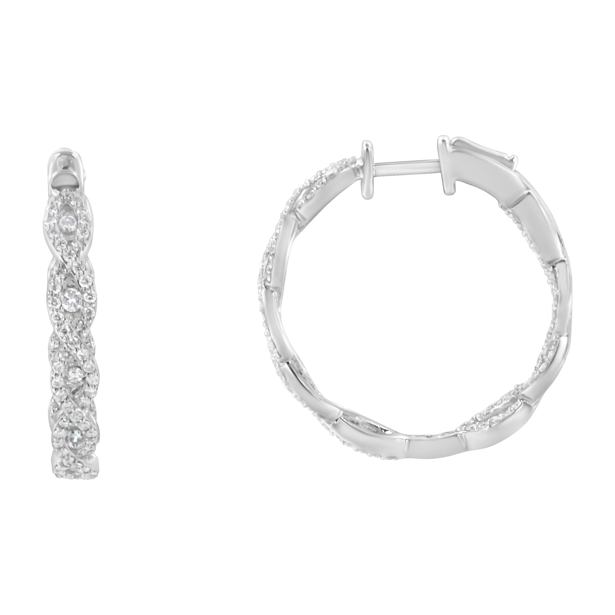 10K White Gold Diamond Hoop Earrings (1 1/2 cttw, H-I Color, I1-I2