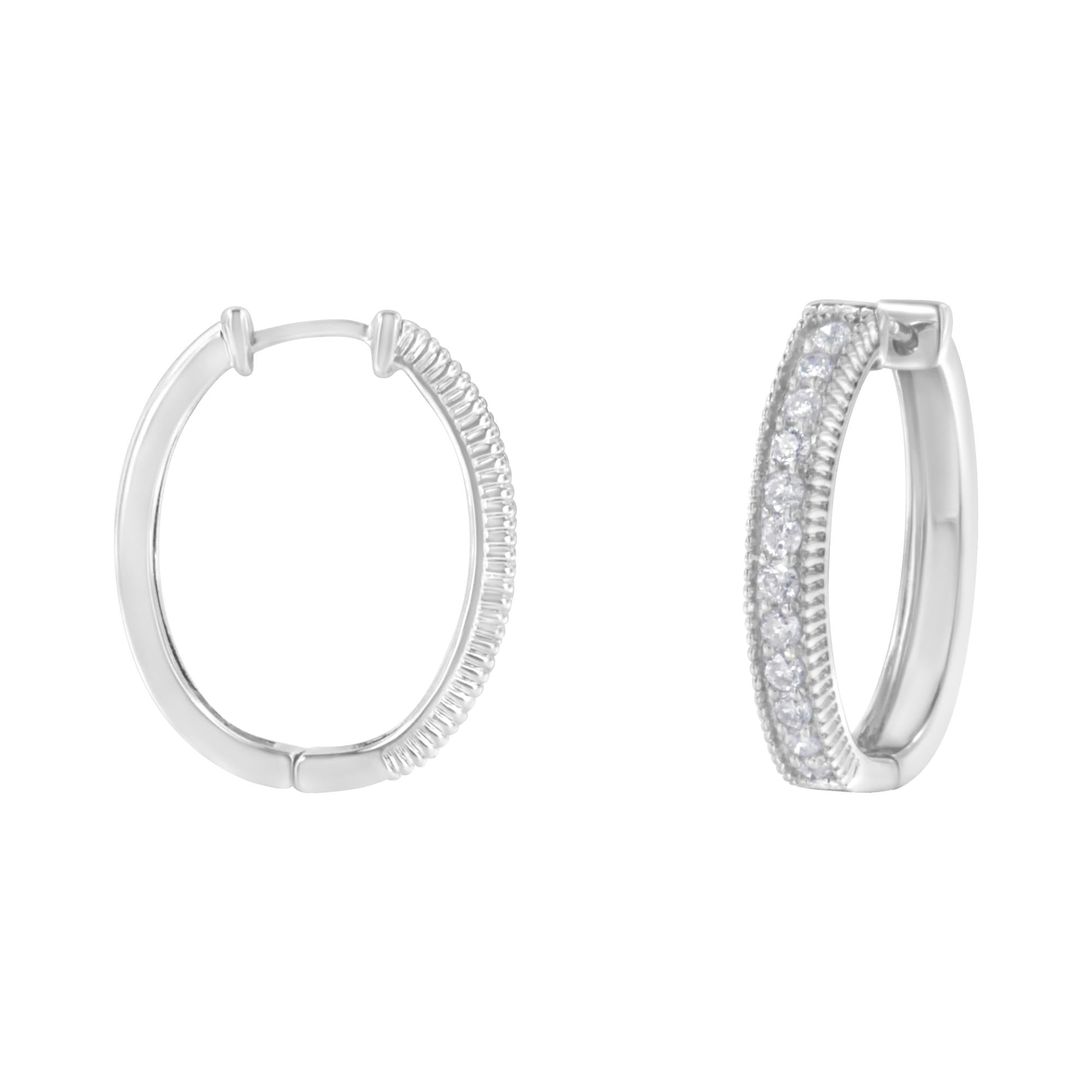 10KT White Gold Diamond Hoop Earring (1.00 cttw, H-I Color, I1-I2