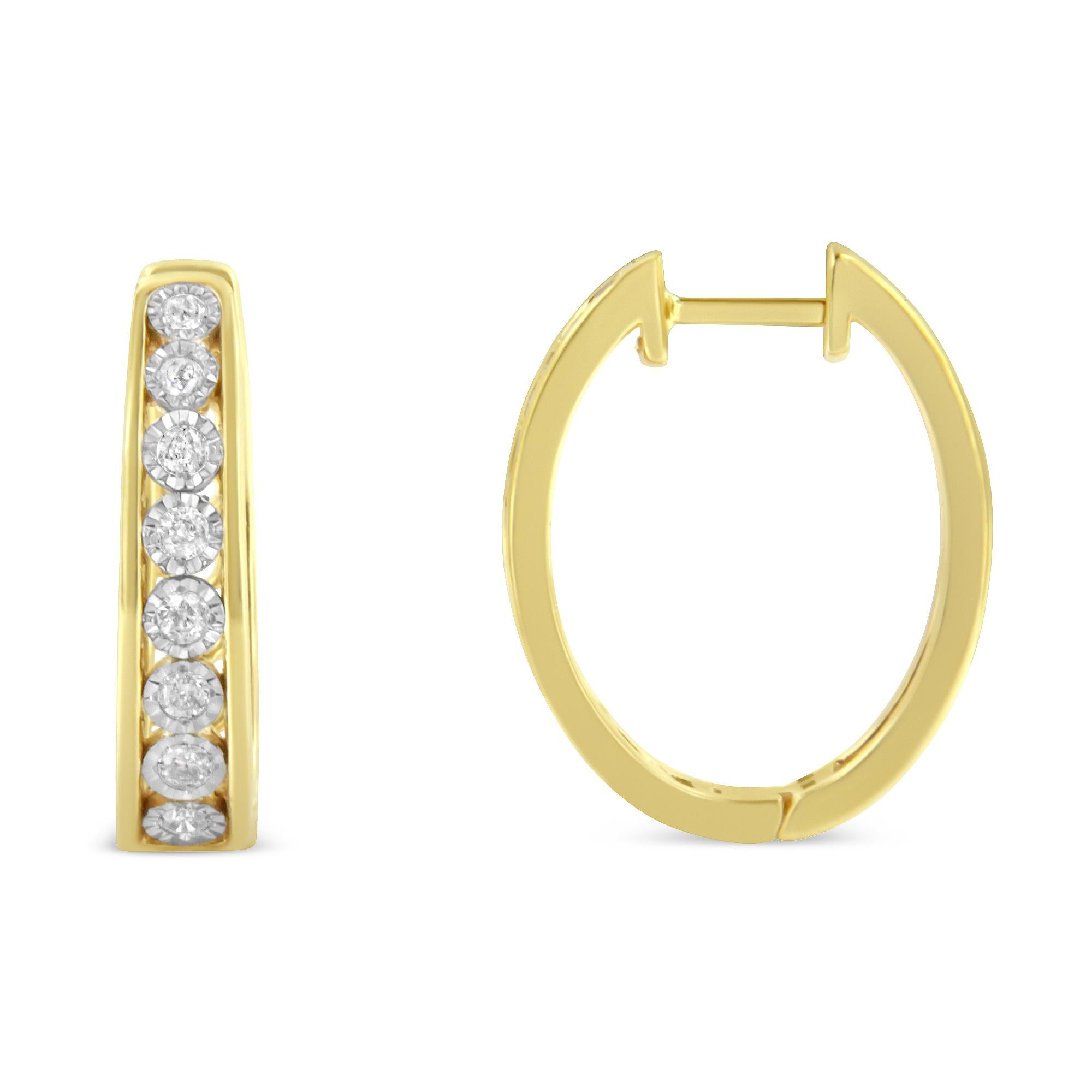 10KT Yellow and White Gold Diamond Hoop Earring (1/2 cttw, J-K Color,