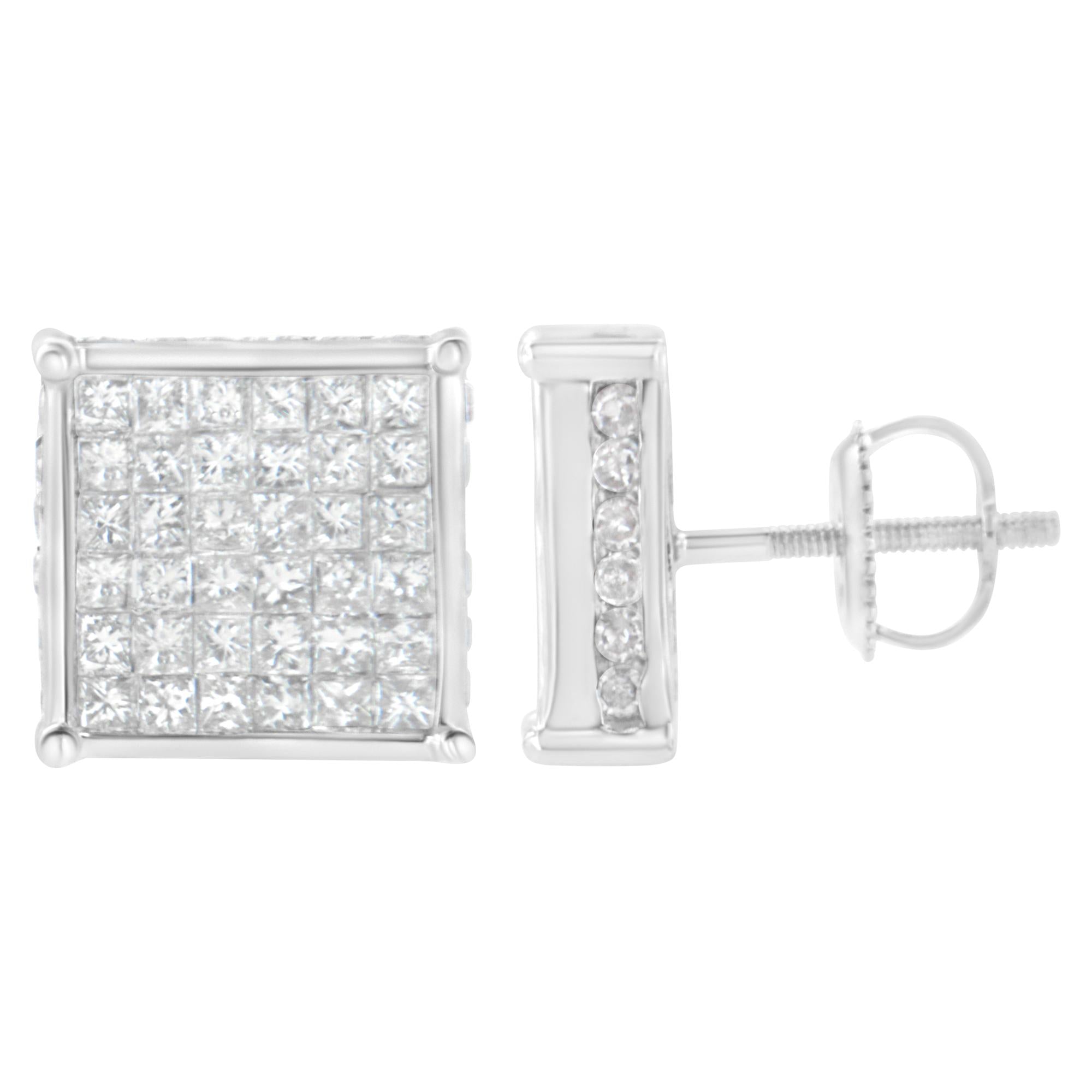 10K White Gold 2ct TDW Princess-Cut Composite Diamond Stud Earring