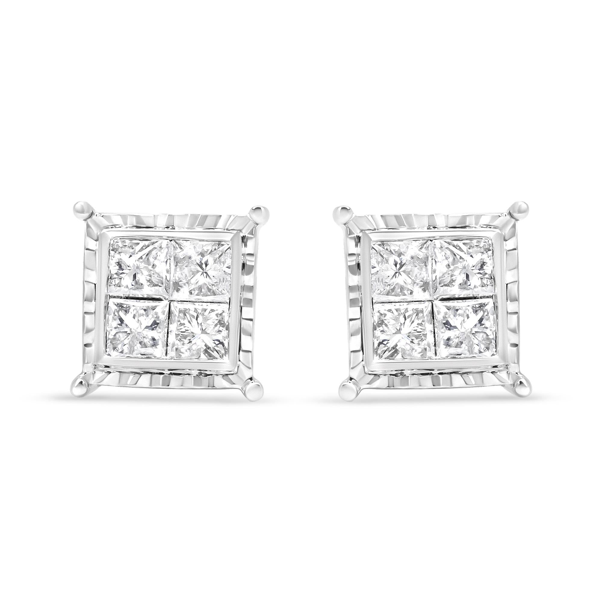 14K White Gold 1 1/2 Cttw Invisible Set Princess-Cut Diamond