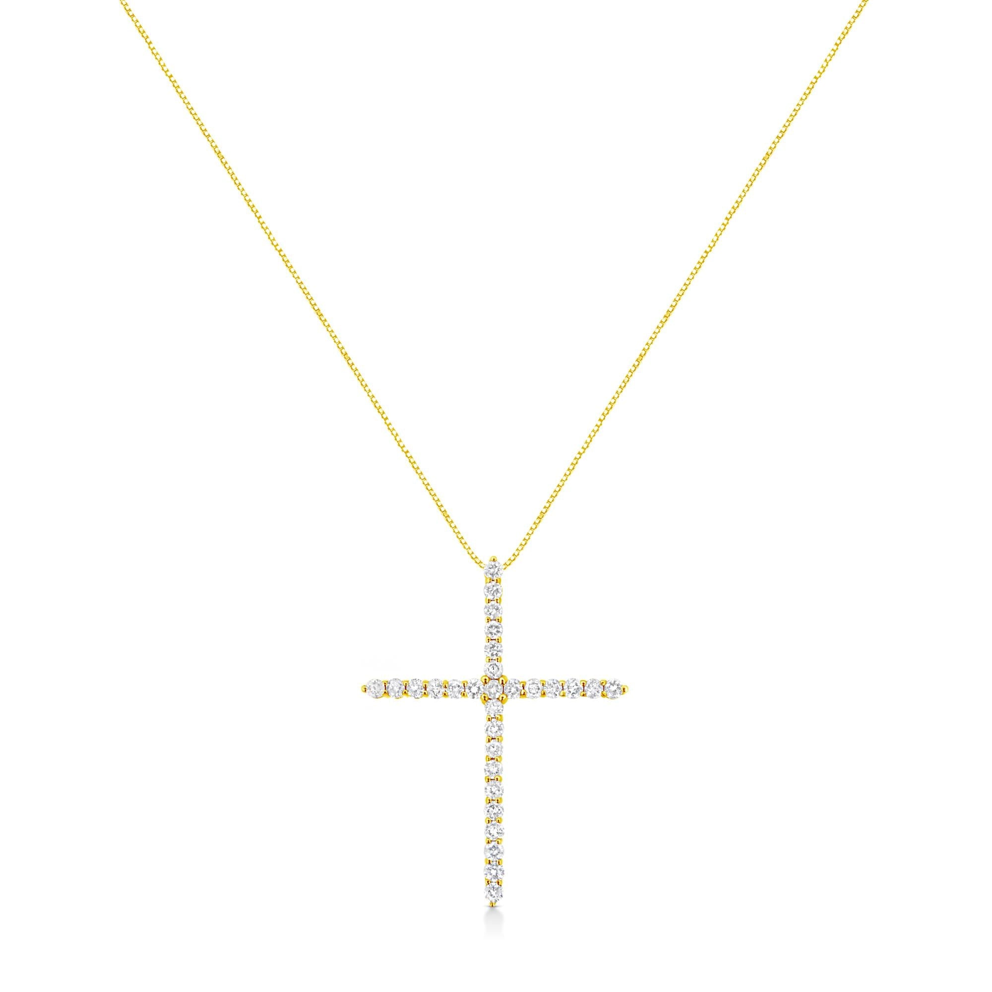 10K Yellow Gold 3.00 cttw Round-Cut Diamond Cross 18