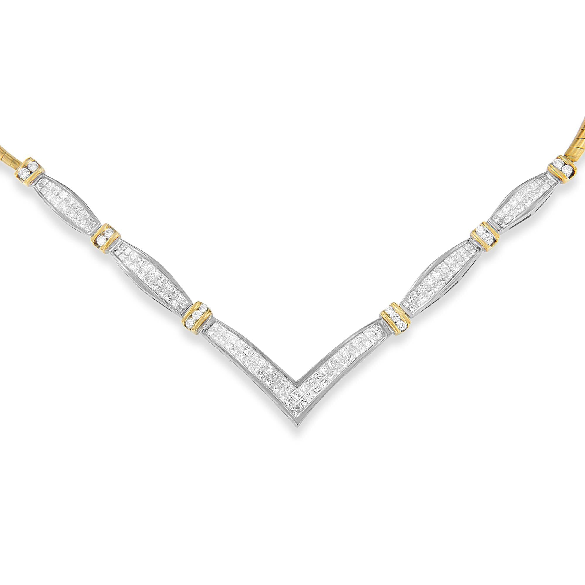 14K Yellow and White Gold 3.00 Cttw Round and Princess Cut Diamond 