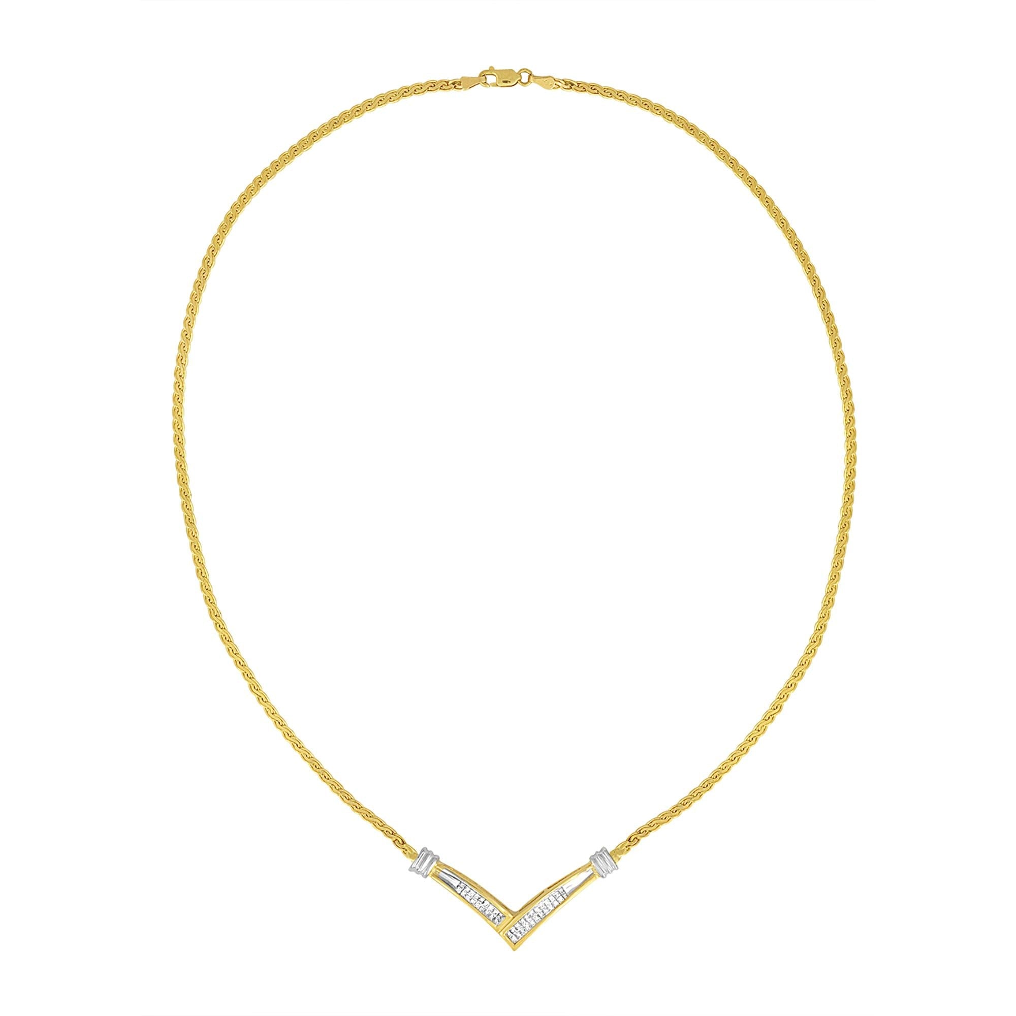 10K Yellow and White Gold 1/2 Cttw Princess Cut Diamond Channel-Set