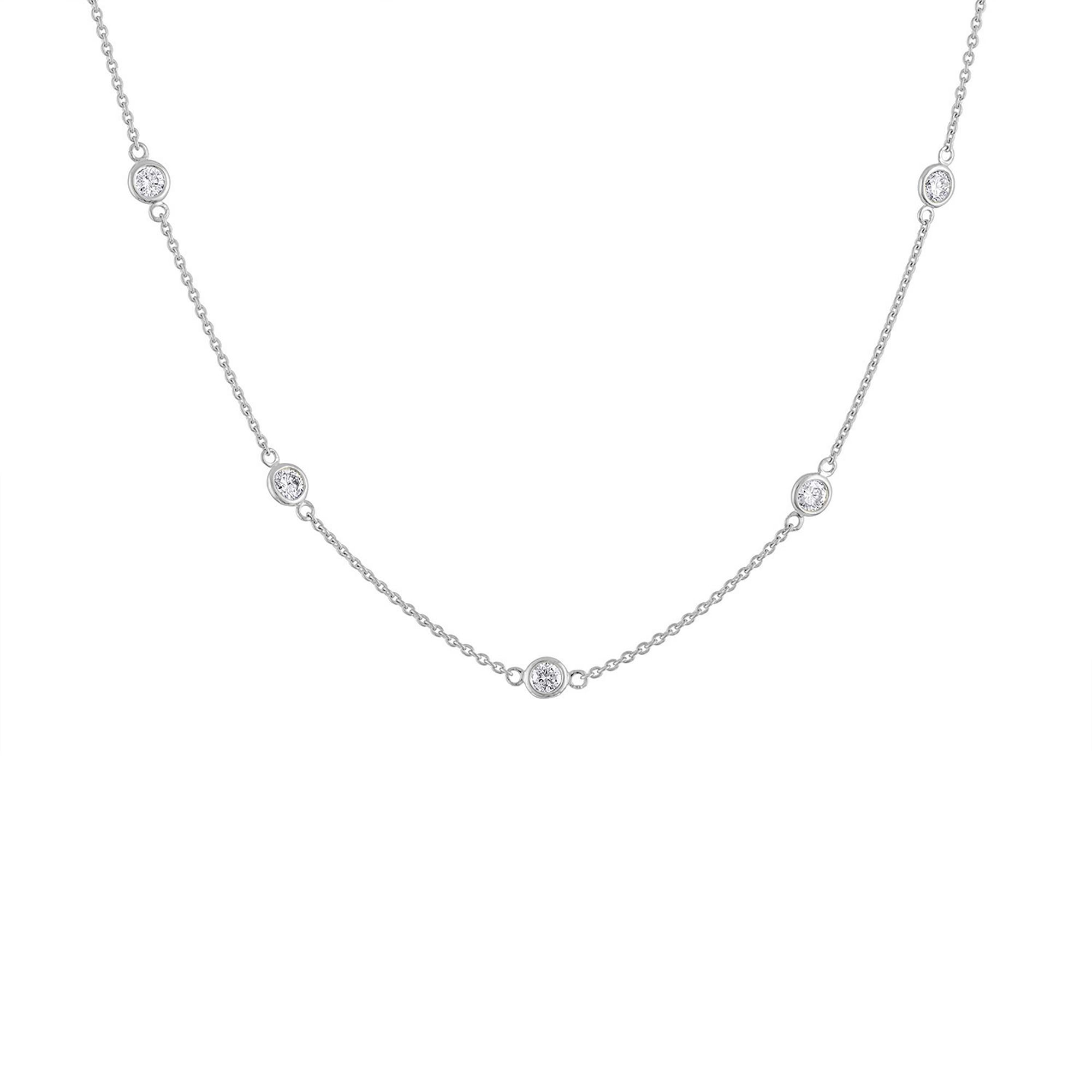 14K Gold Diamond Station Necklace (1 1/10 cttw, H-I Color, VS2-SI1