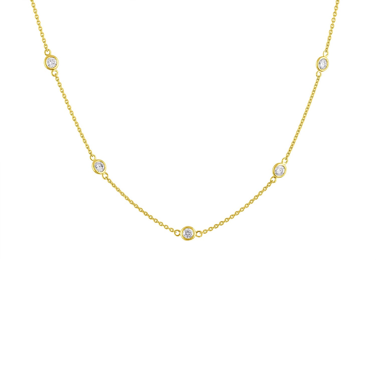 14K Gold Diamond Station Necklace (1 1/10 cttw, H-I Color, VS2-SI1