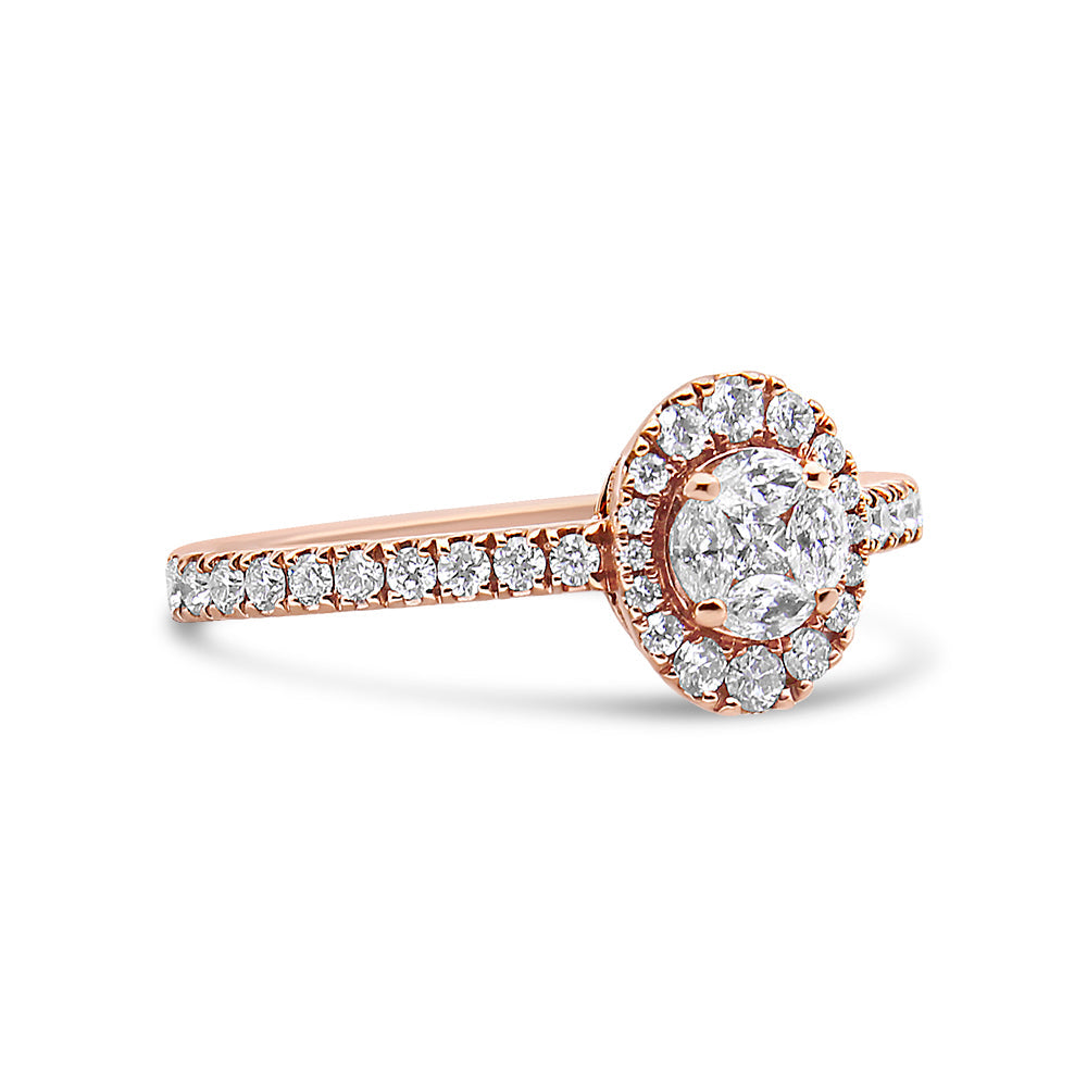 18K Rose Gold 1/2 Cttw Composite Marquise Composite Diamond Oval