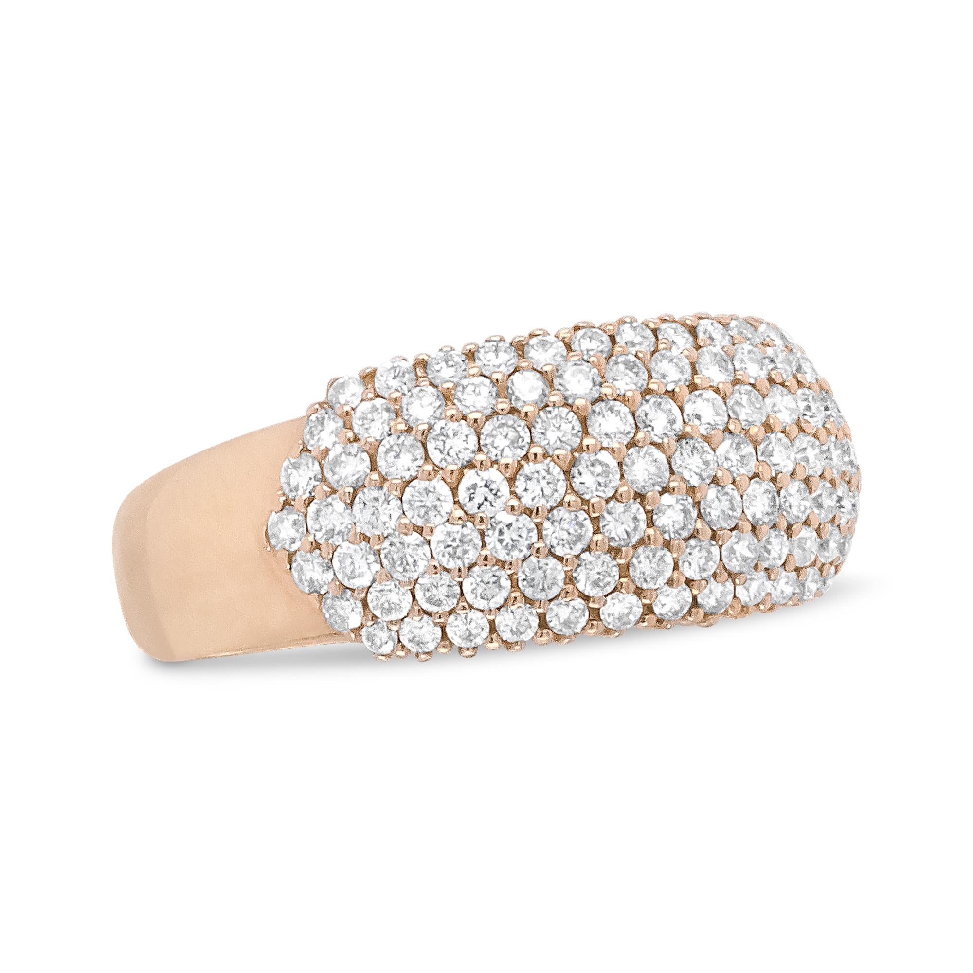 18K Rose Gold 1.00 Cttw Diamond Multi Row Dome Band Ring (F-G Color,