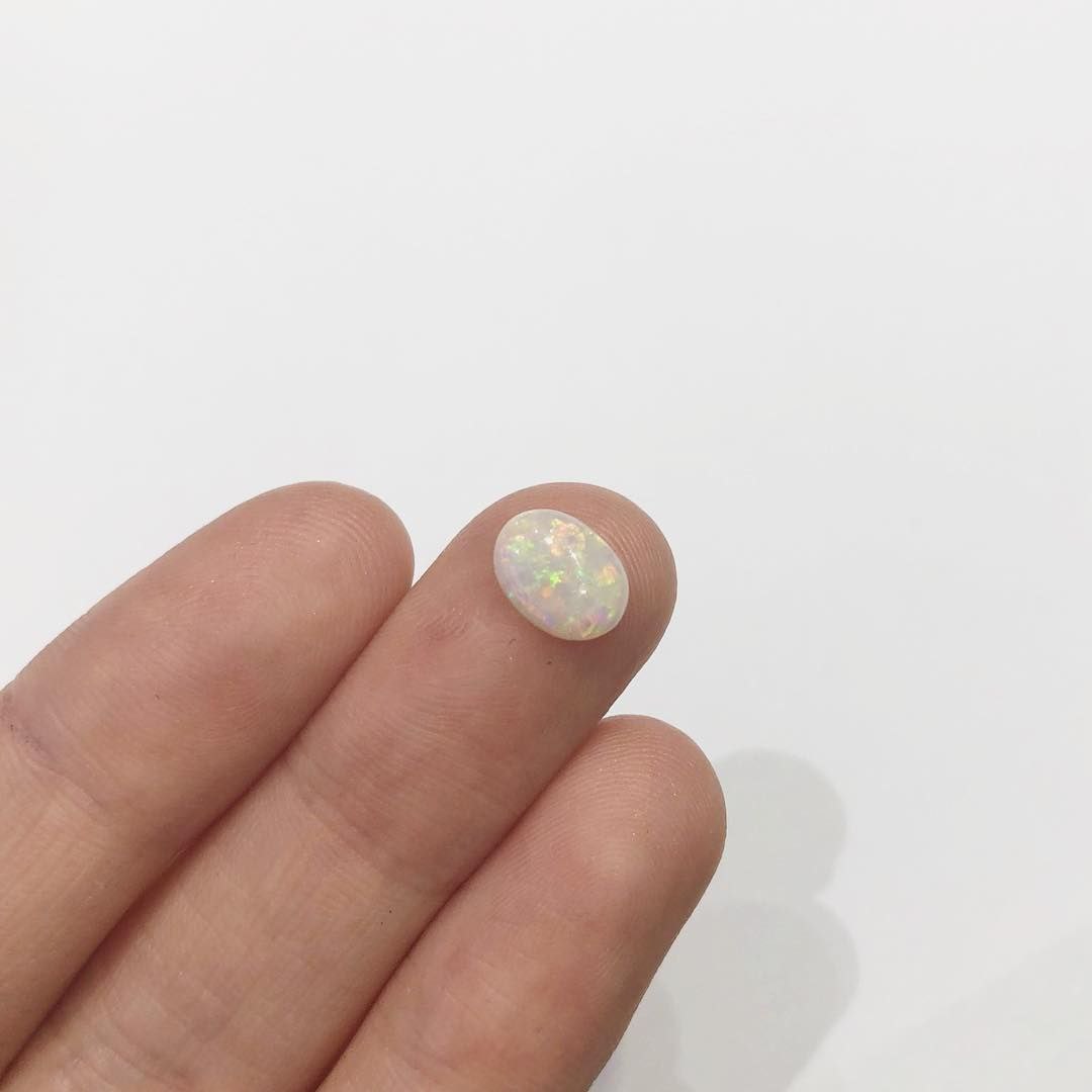 Gold Plated Silver White Opal Oval Ring