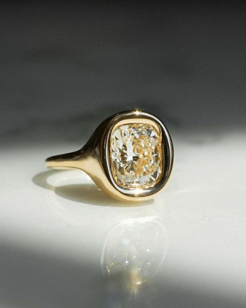 Gold Plated Silver White Zircon Octagon Ring