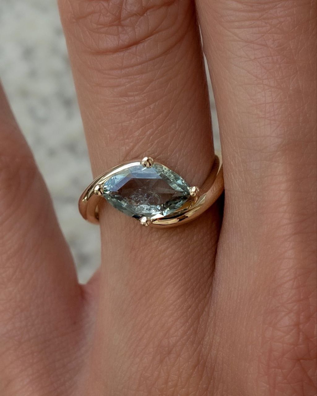 Gold Plated Silver Green Lab-Grown Emerald Octagon Ring