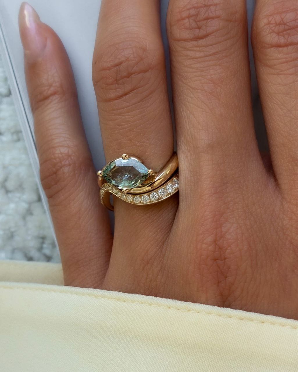 Gold Plated Silver Green Lab-Grown Emerald Octagon Ring