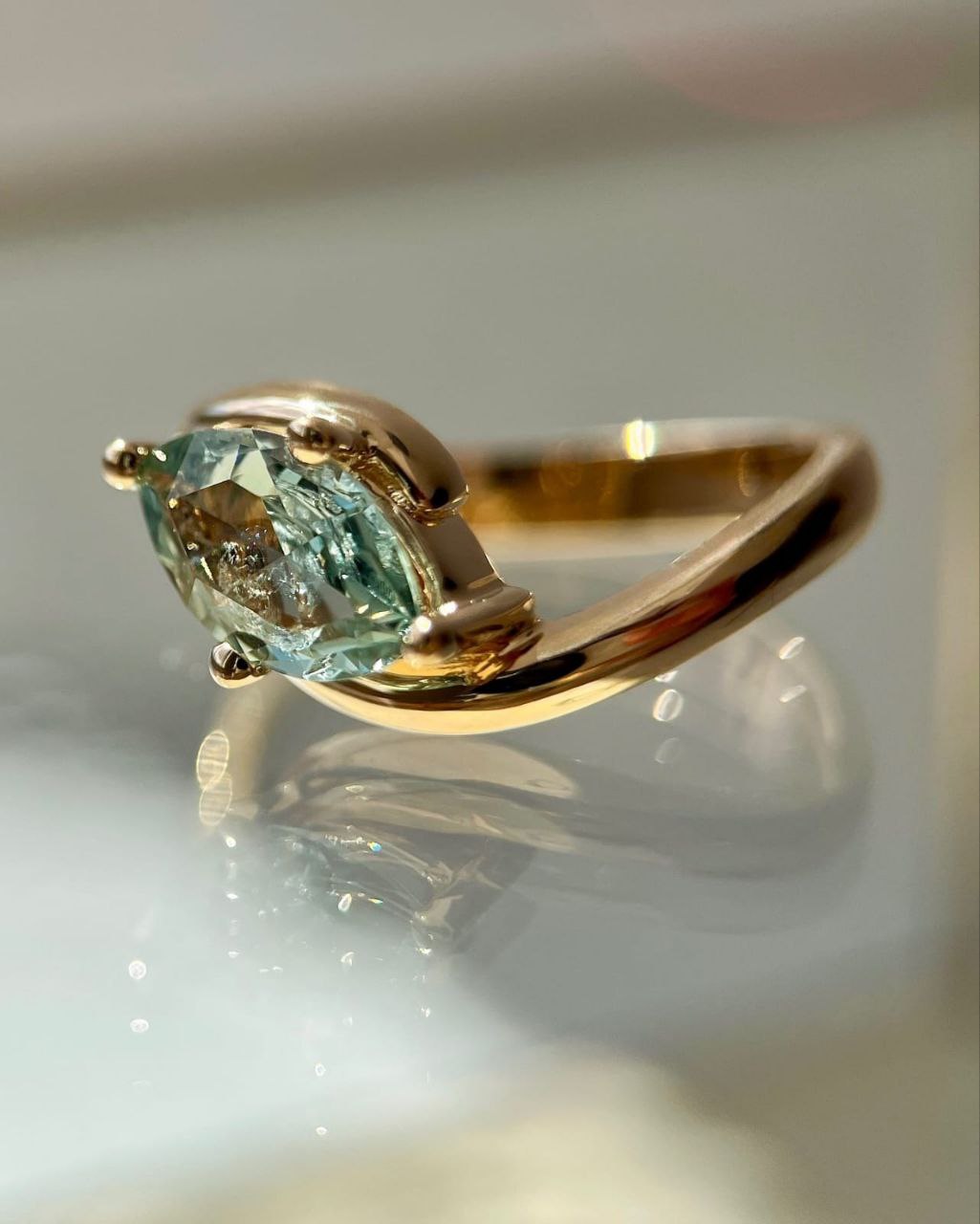 Gold Plated Silver Green Lab-Grown Emerald Octagon Ring