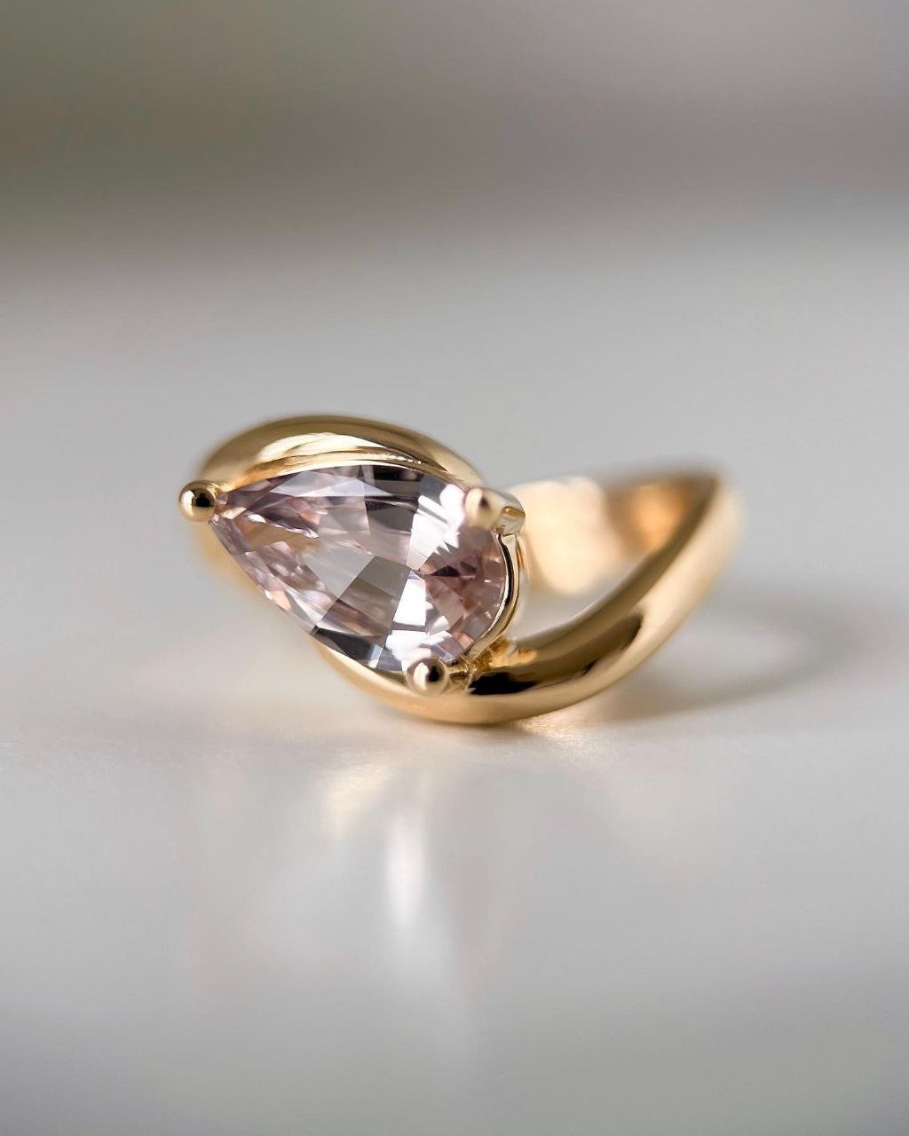 Gold Plated Silver White Zircon Marquise Ring